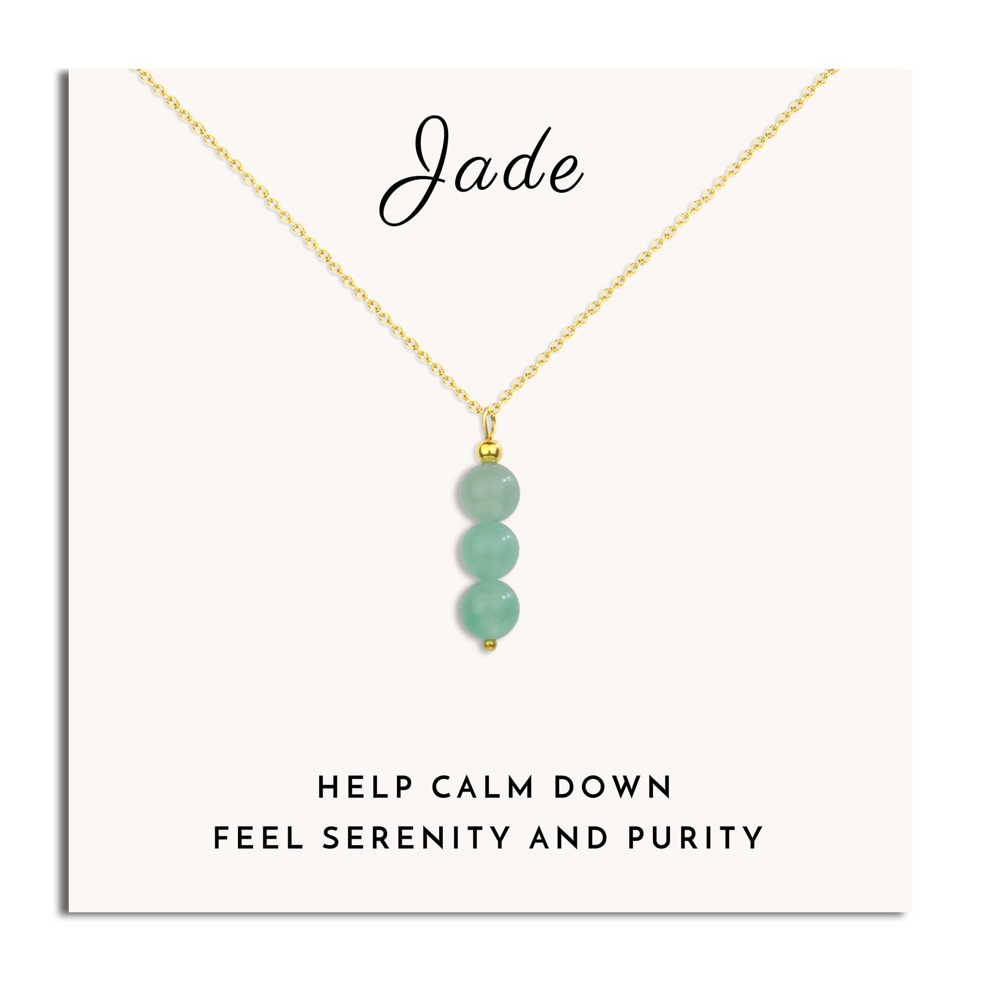 SmileBelle Jade Necklace for Women, Dainty Crystal Necklace With Jade Beads, Green Necklace Crystal Pendant Necklace as Birthday Gifts Ideas for Adults Women, Jade Jewelry as Stocking Stuffers Gifts