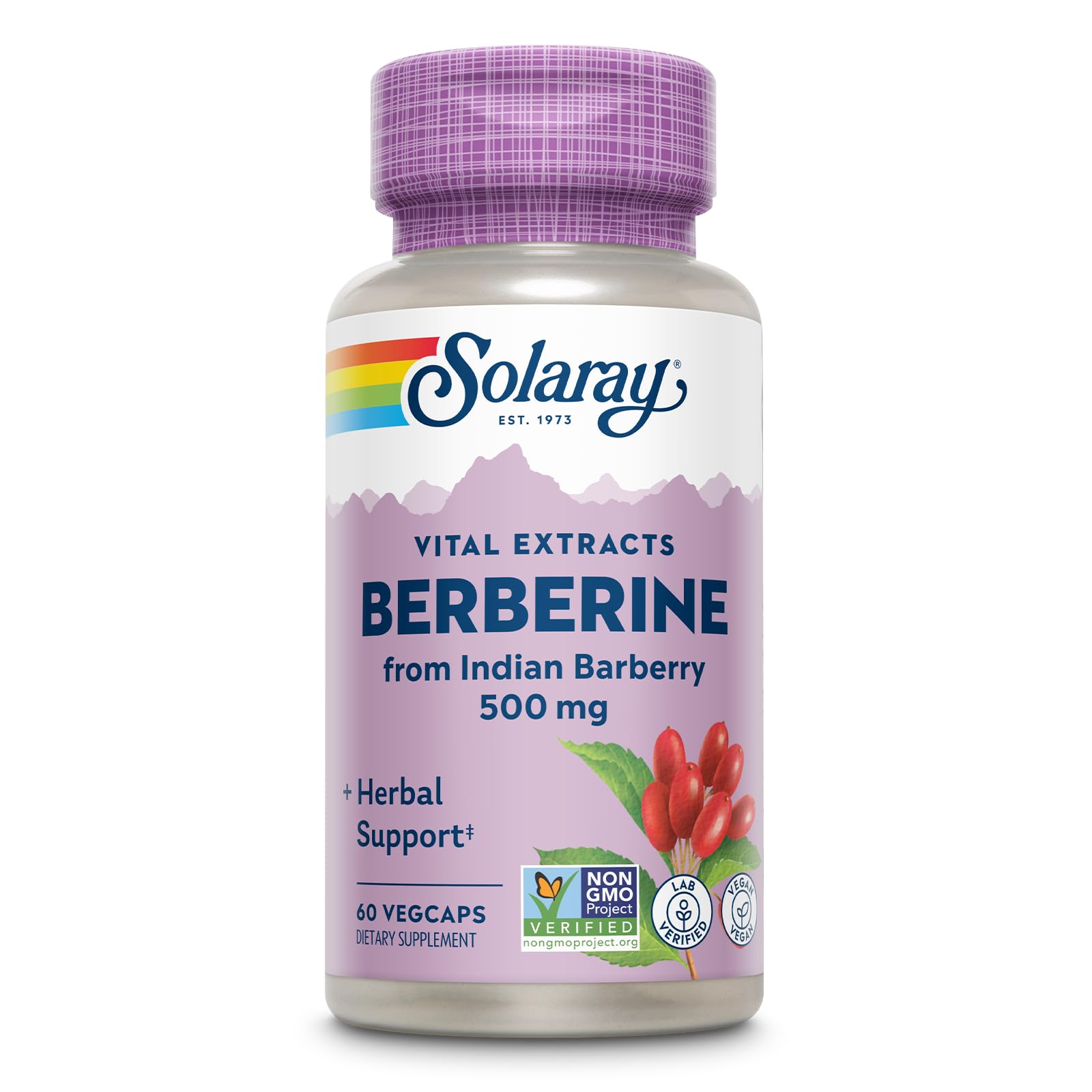 Solaray Berberine 500 mg from Indian Barberry Root, Healthy Glucose Metabolism, Digestion & Immune Support (60 CT)