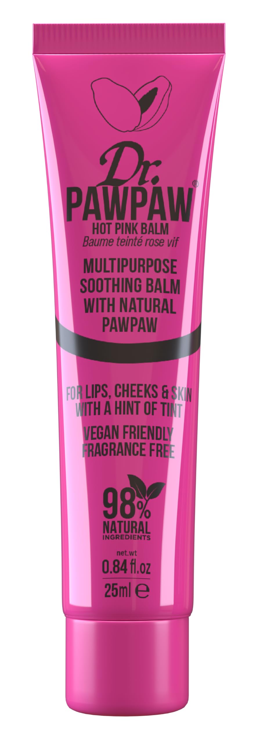 Dr.PAWPAWHot Pink, Multi-Purpose Natural No Fragrance Balm for Hydrating Lips, Skin, Hair, Cuticles, Nails & Beauty Finishing (25 ml)