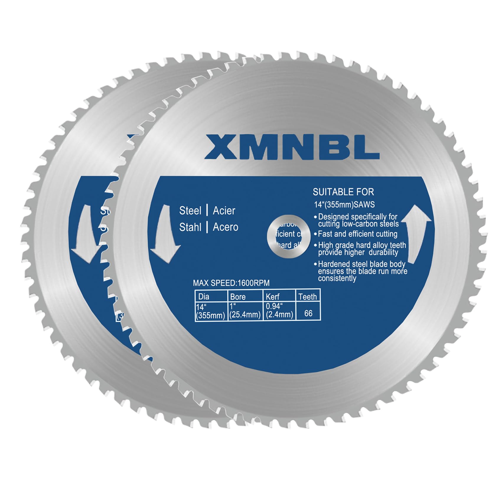 14 Inch Metal Cutting Saw Blade,Replacement for Evolution 14 Inch Metal Saw Blade for Evolution S355MCS S355CPS S355CPSL S380CPS Metal Cutting Saw,14 Inch x 66 Teeth （2pack）