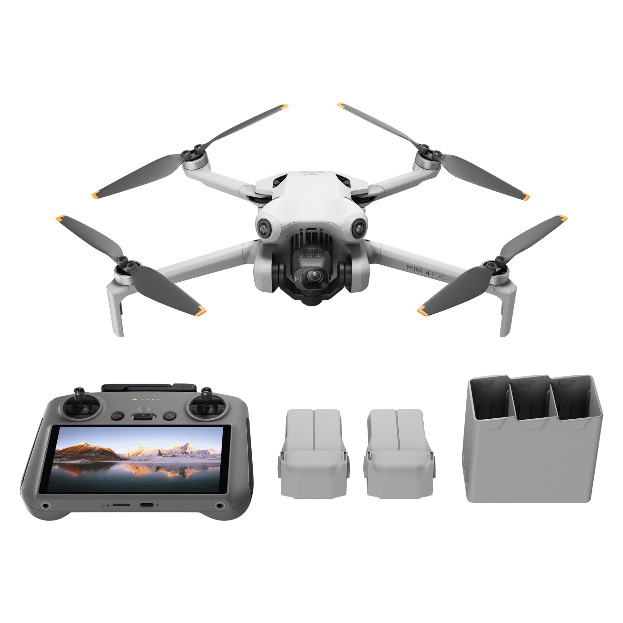 DJIMini 4 Pro Fly More Combo Plus (DJI RC 2), Folding Mini-Drone 4K HDR Camera, 2 Extra Intelligent Batteries Plus for 45-Min Flight Time, MOIAT Certified - UAE Version