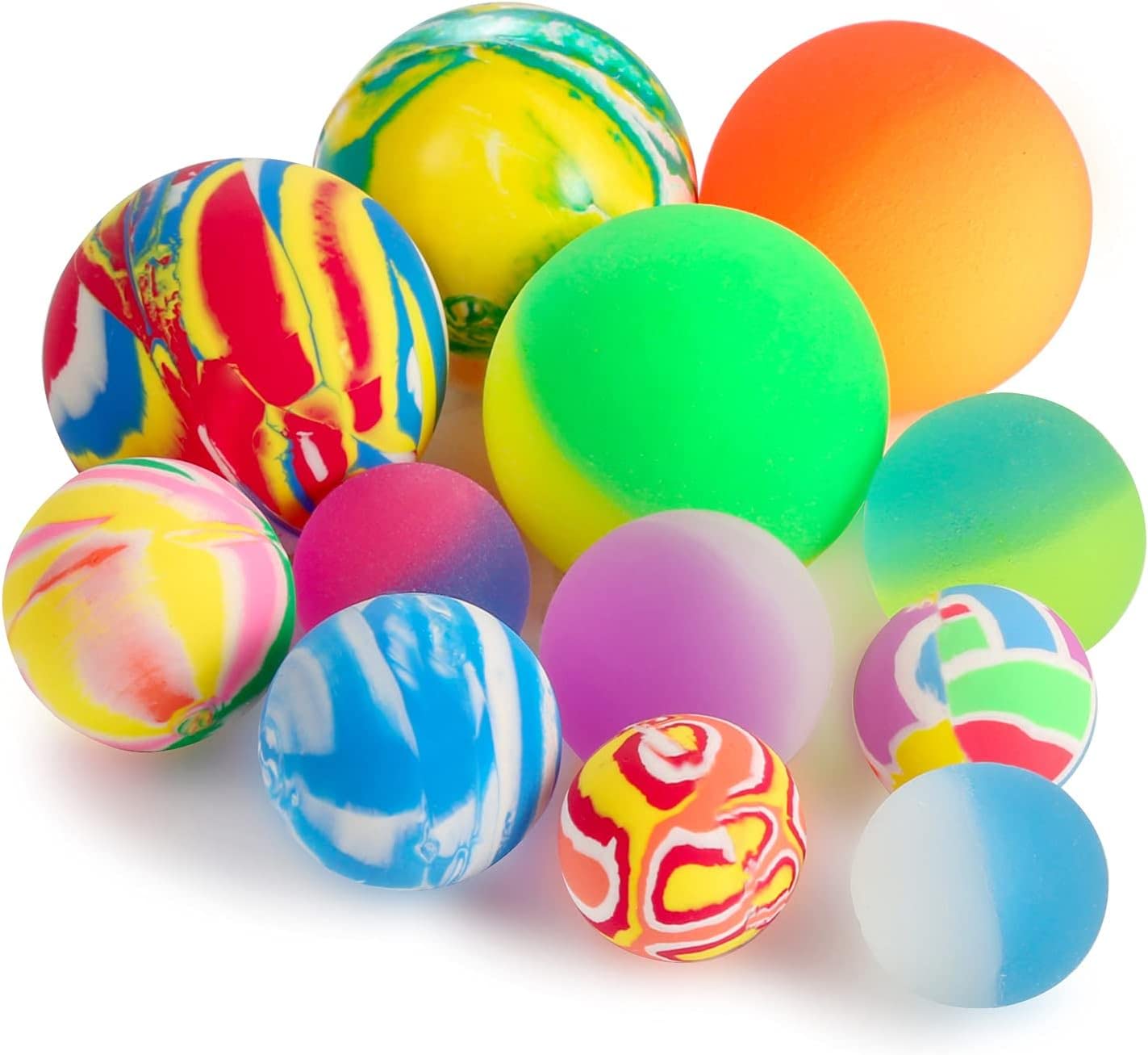 Firstly Kids Hobby Colorful Bouncy Balls, Stress Reliever Fun Play Balls (Pack of 12, Different Size)-Multi Color (35mm,40mm,85mm)