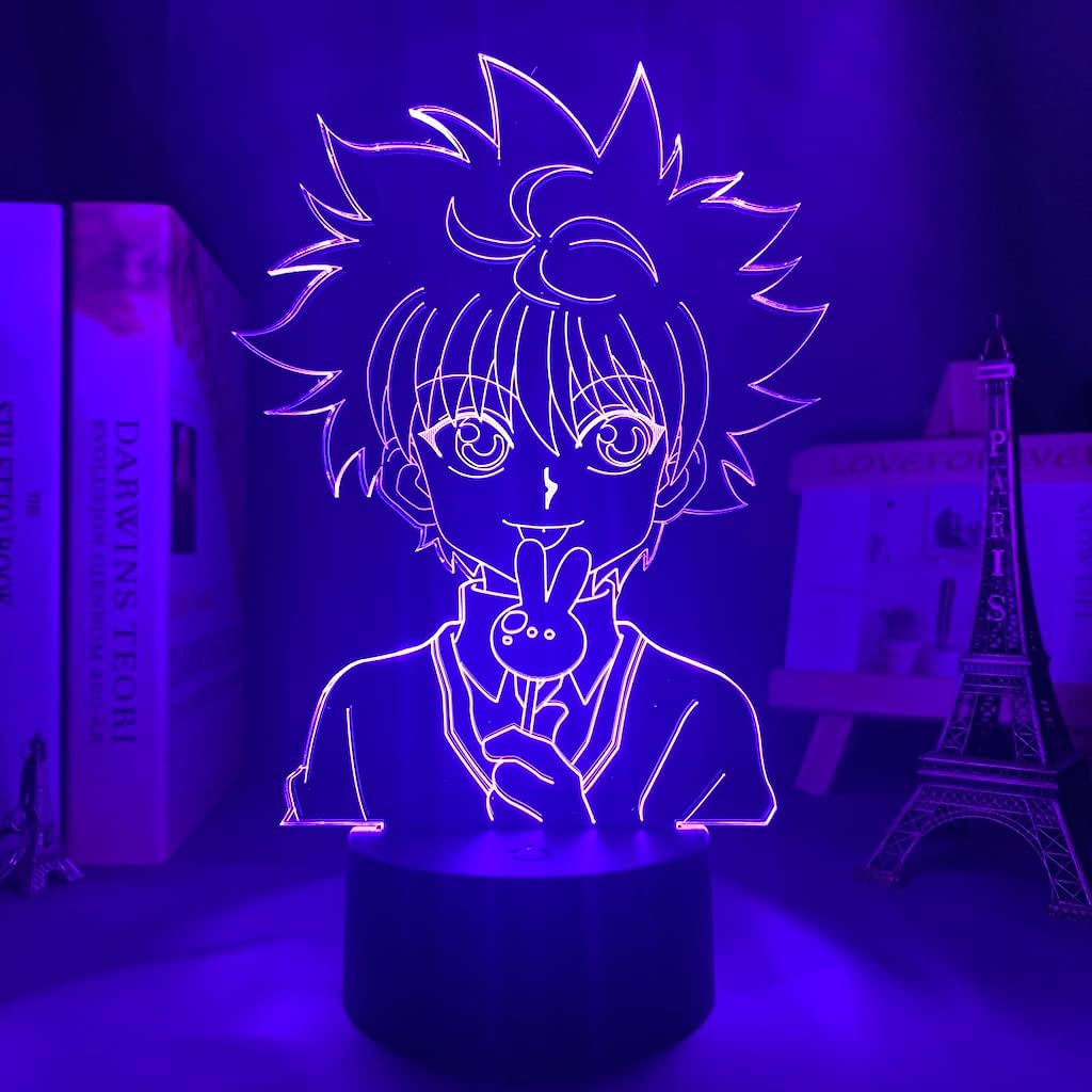 althiqahkeyLED Night Lights - Hunter X Hunter Killua 3D LED Light for Bedroom Decor Nightlight Birthday Gift Acrylic LED Night Lamp Hxh Killua (16 color with remote)