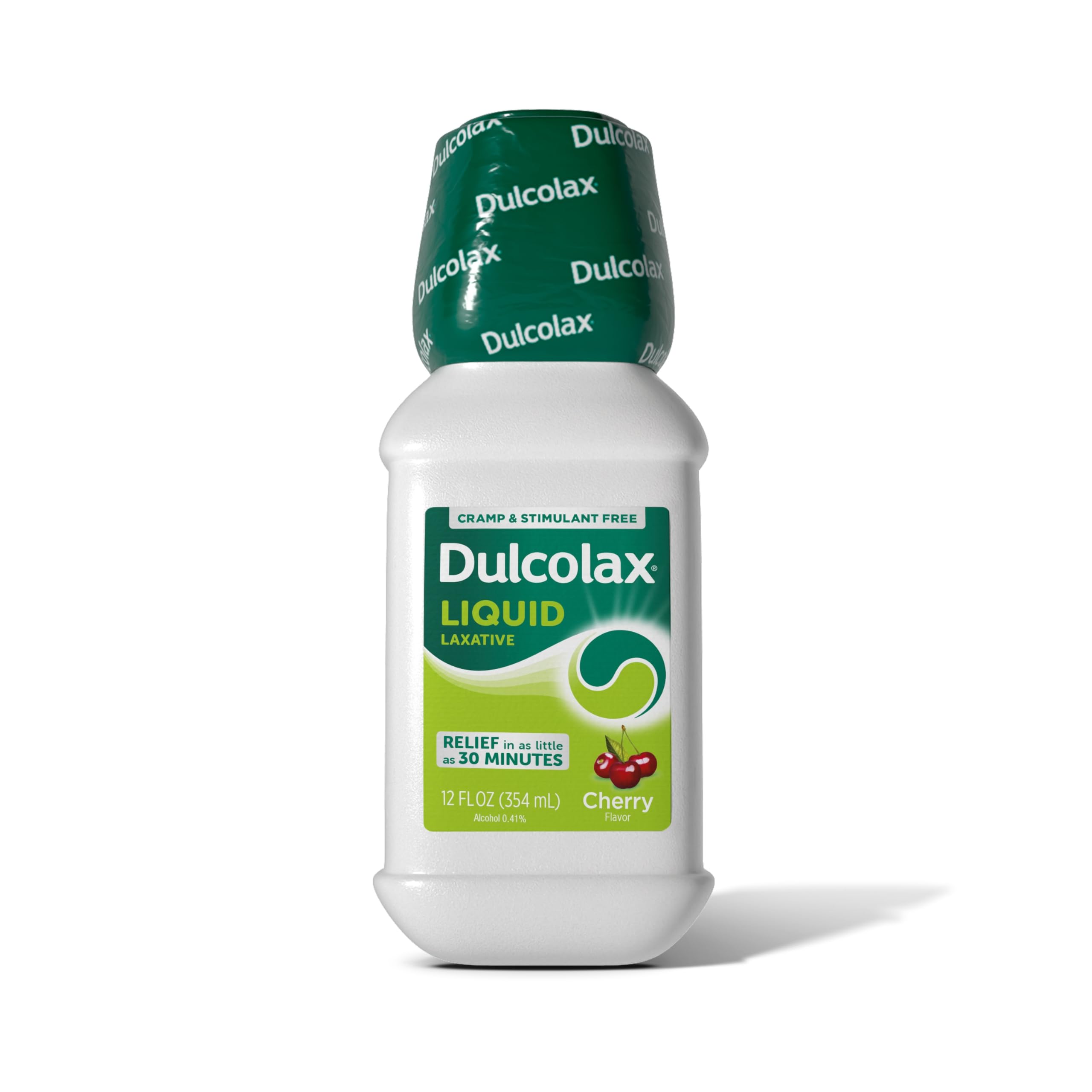 DulcolaxSaline Laxative Liquid, Fast & Gentle Constipation Relief, Natural Laxatives, Softens Stool, Cherry Flavor, Magnesium Hydroxide 1200 mg, 12 fl. oz.