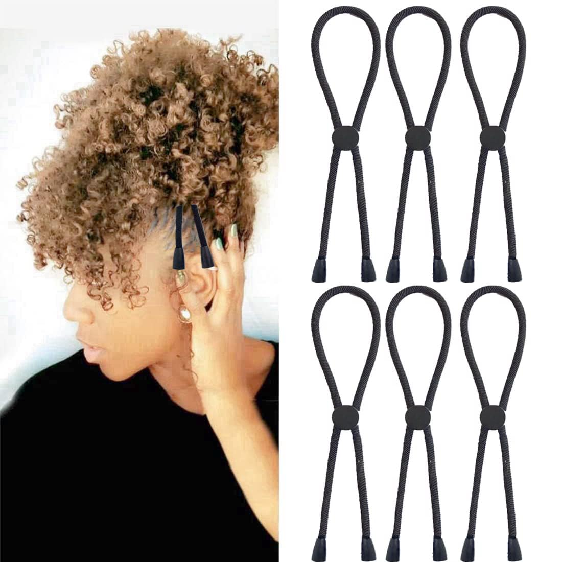 6PCS Adjustable Headband Hair Tie for Thick Heavy Natural Kinky & Curly Hair, C-1 Count (Pack of 6)