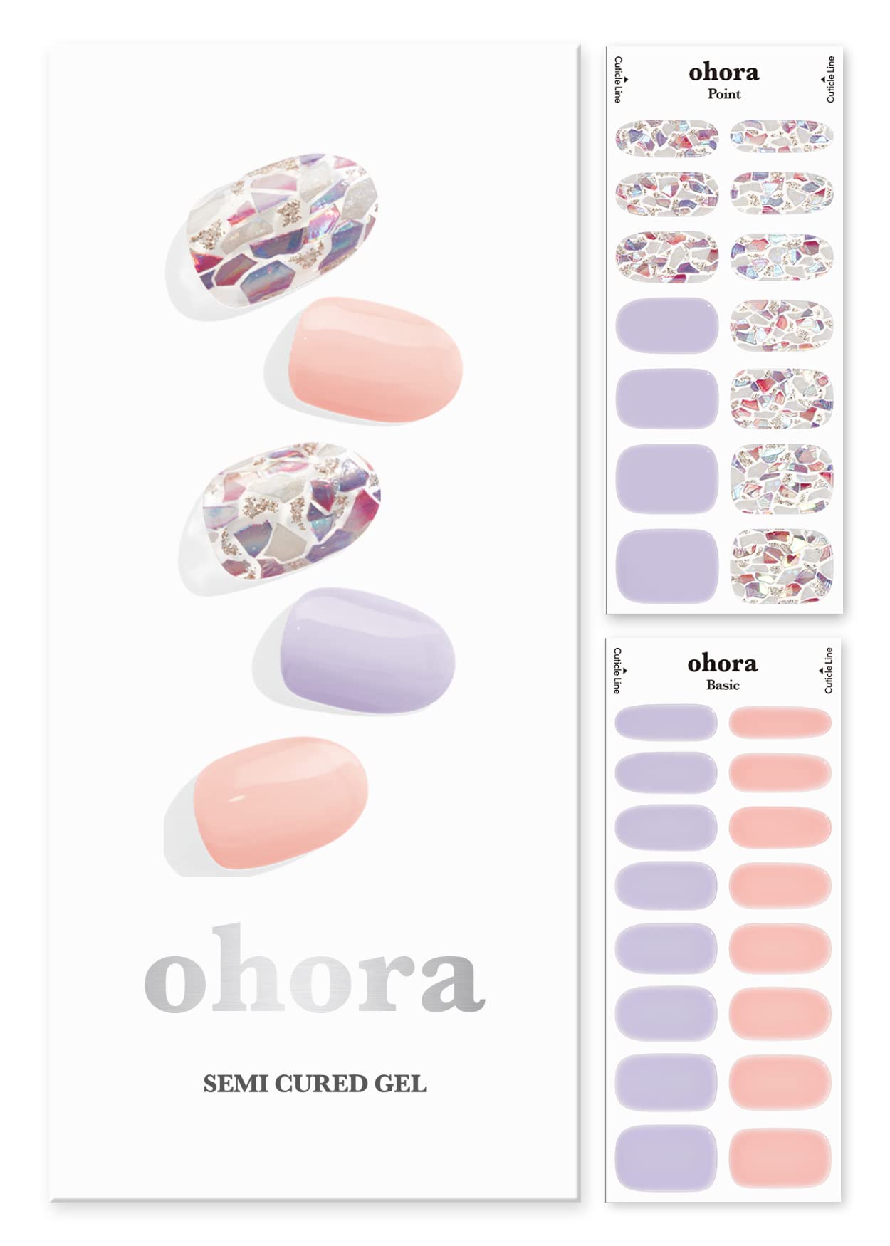 [N Day Dream] Real Gel Nail Strip by ohora - 30pcs with Prep pad, Mini Nail File, Wood Stick, DIY Nail Art Starter Kit, No Glue, Non Soak-Off