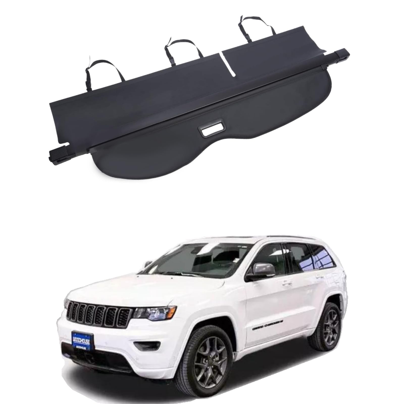 VesulRetractable Cargo Cover Compatible with Jeep Grand Cherokee 2011-2021 Security Shade Shield Tonneau Cover Anti-Peeping Luggage Privacy Screen with Extra Canvas Cover NO Gap