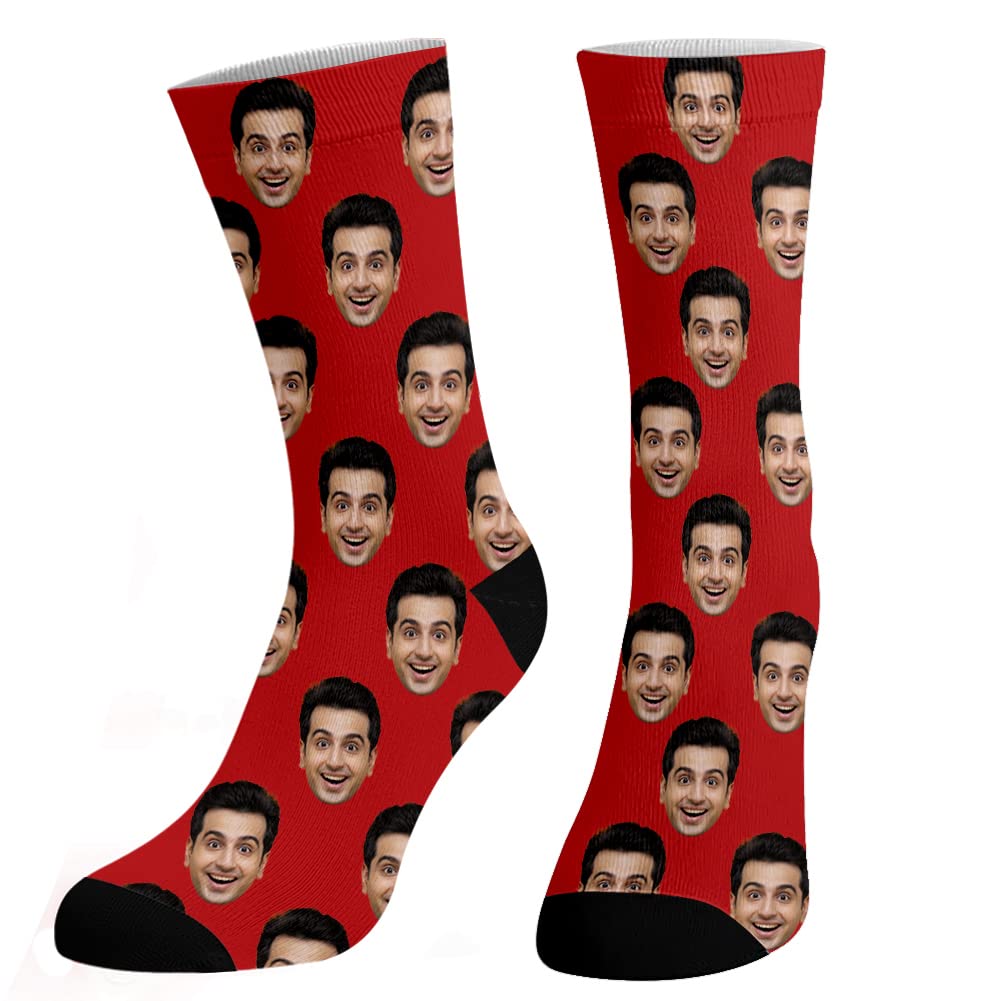 Dreamdecor Custom Funny Socks with Photo Novelty Face Crew Socks Personalized Funny Gifts for Men Women Kids