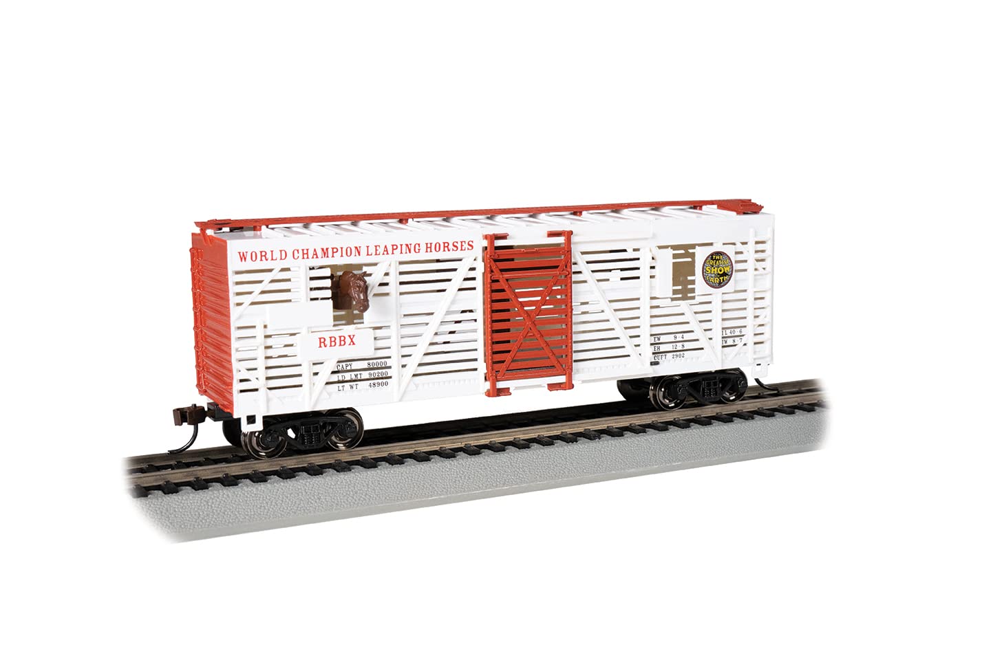 Bachmann Trains - Ringling BROS. and Barnum & Bailey™- Animated Horse CAR - White - HO Scale