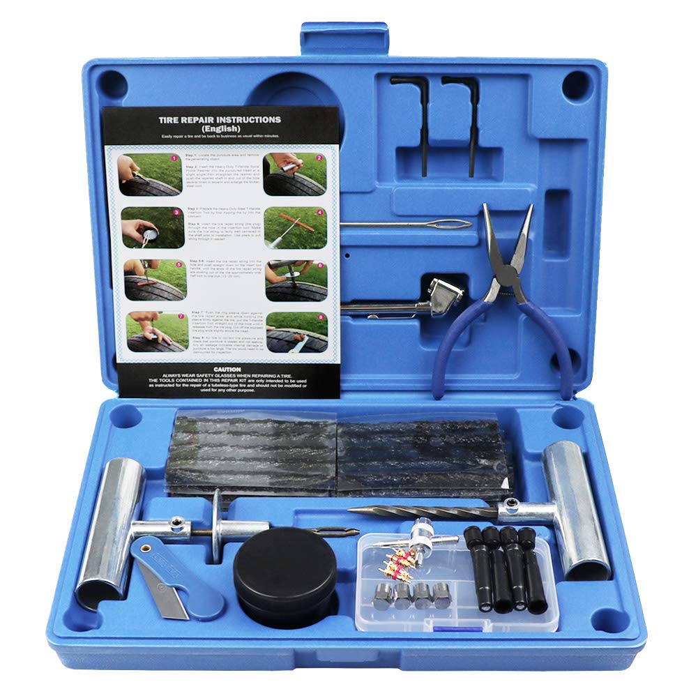 MAIKEHIGH Tire Repair Kit, Heavy Duty Tire Plug Kit Professional Tubeless Flat Puncture Repair Tool Universal for Car, Offroad, ATV, Truck, Tractor, SUV