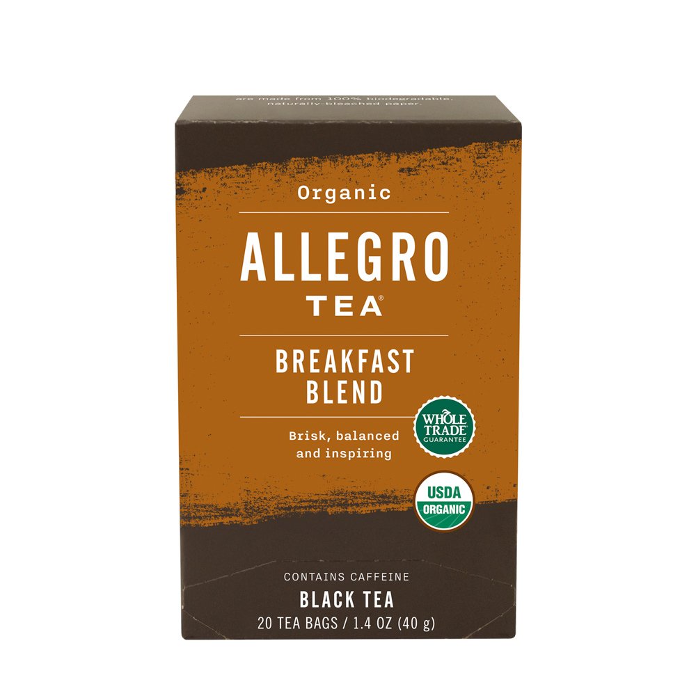 Allegro Coffee Allegro Tea, Tea Bags, Organic Breakfast Blend, 20 Count