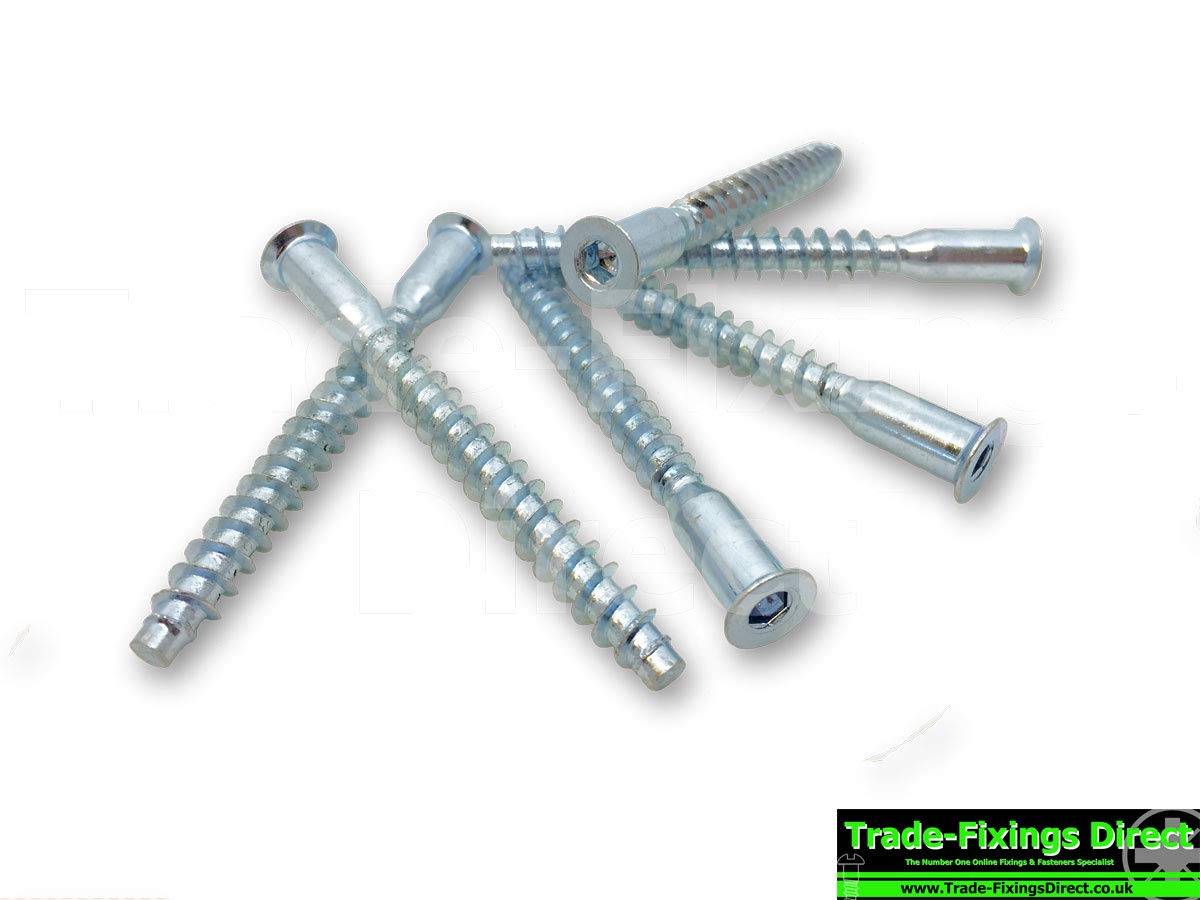 Pack of 10 - M7 x 70mm CONFIRMAT Screws ZINC Plated - Flat Pack Furniture Screws Fitting - END Grain CHIPBOARD Screws