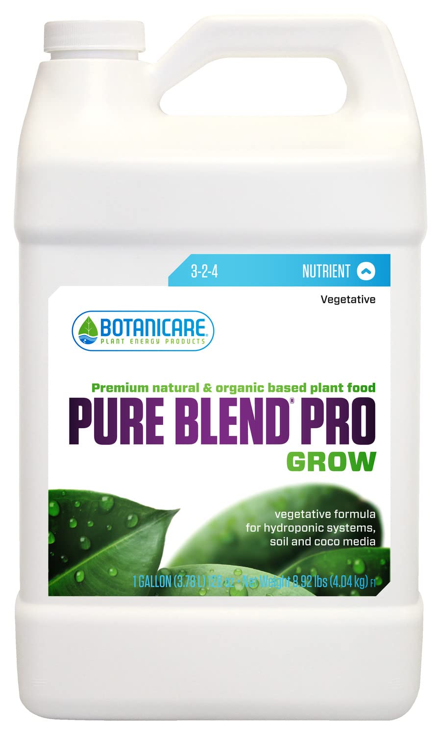 BotanicarePure Blend Pro Grow, Nutrient, 3-2-4, 1 gal.