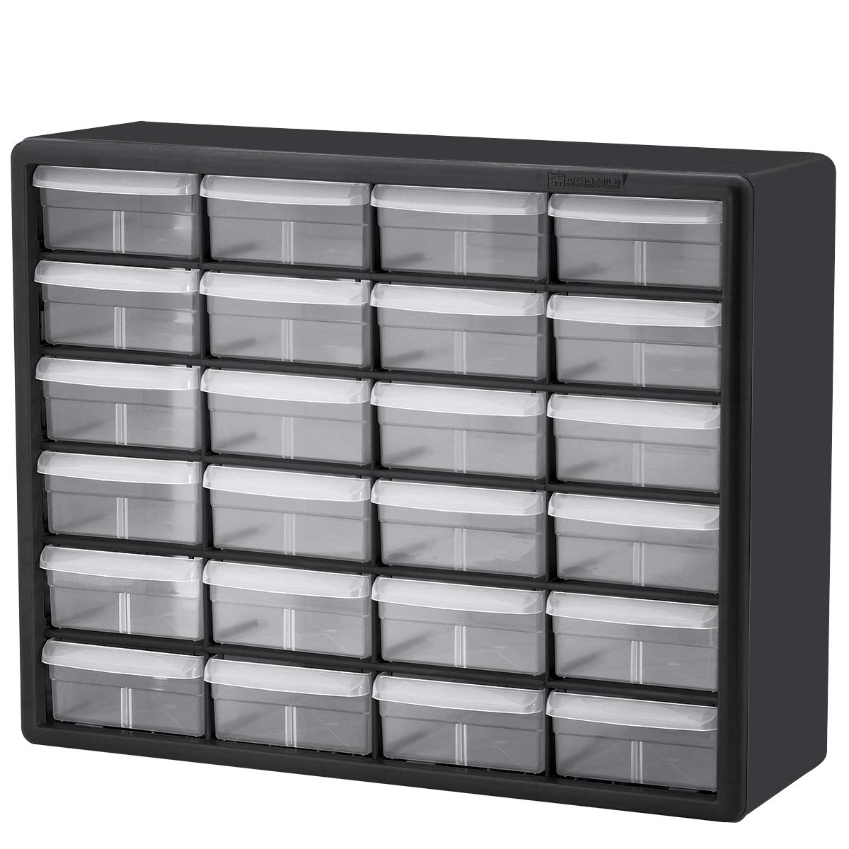 Akro-Mils 10124, 24 drawer plastic parts storage hardware and craft cabinet, 20-inch w x 6-inch d x 16-inch h, black