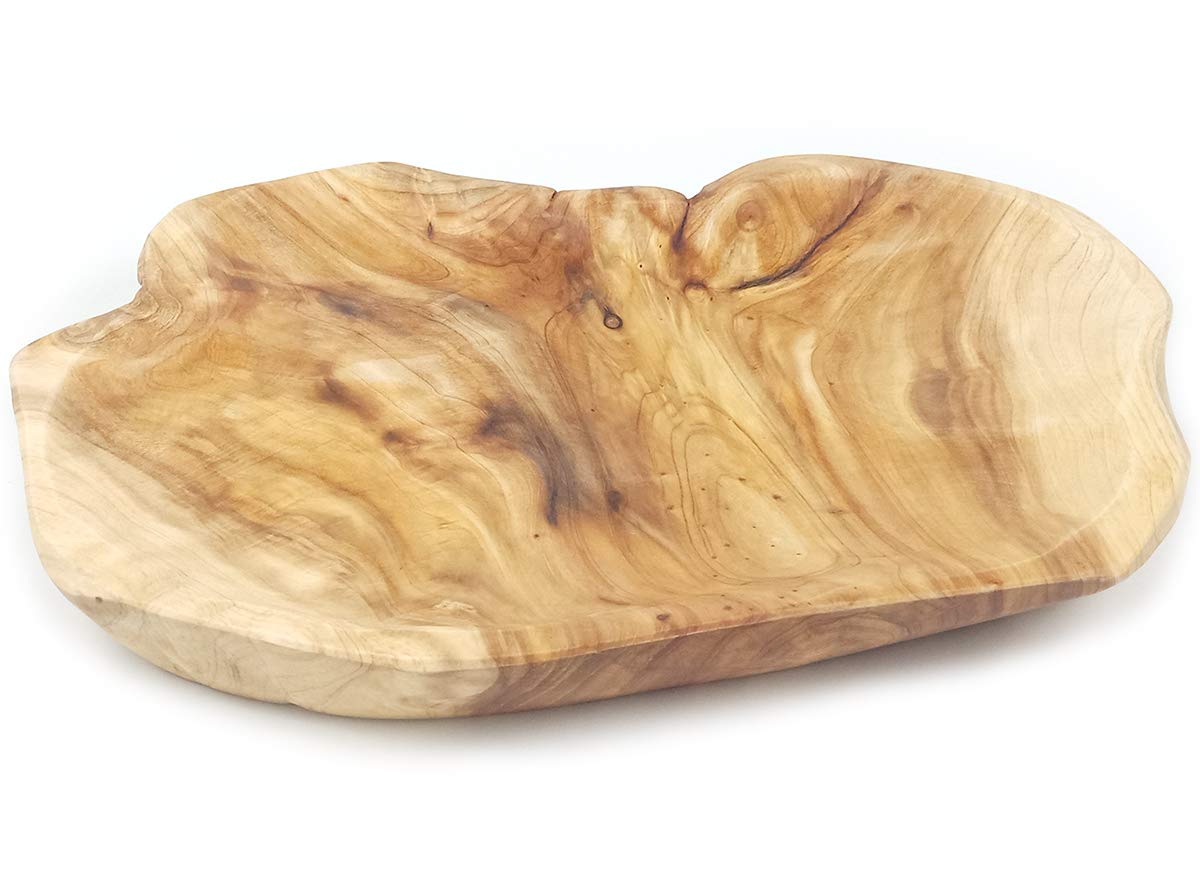 Wood Fruit Snack Dish Hand-Carved Candy Dish Natural Handmade Wooden Serving Tray Wood Root Carved Dish Fruit Bowl 12.5"