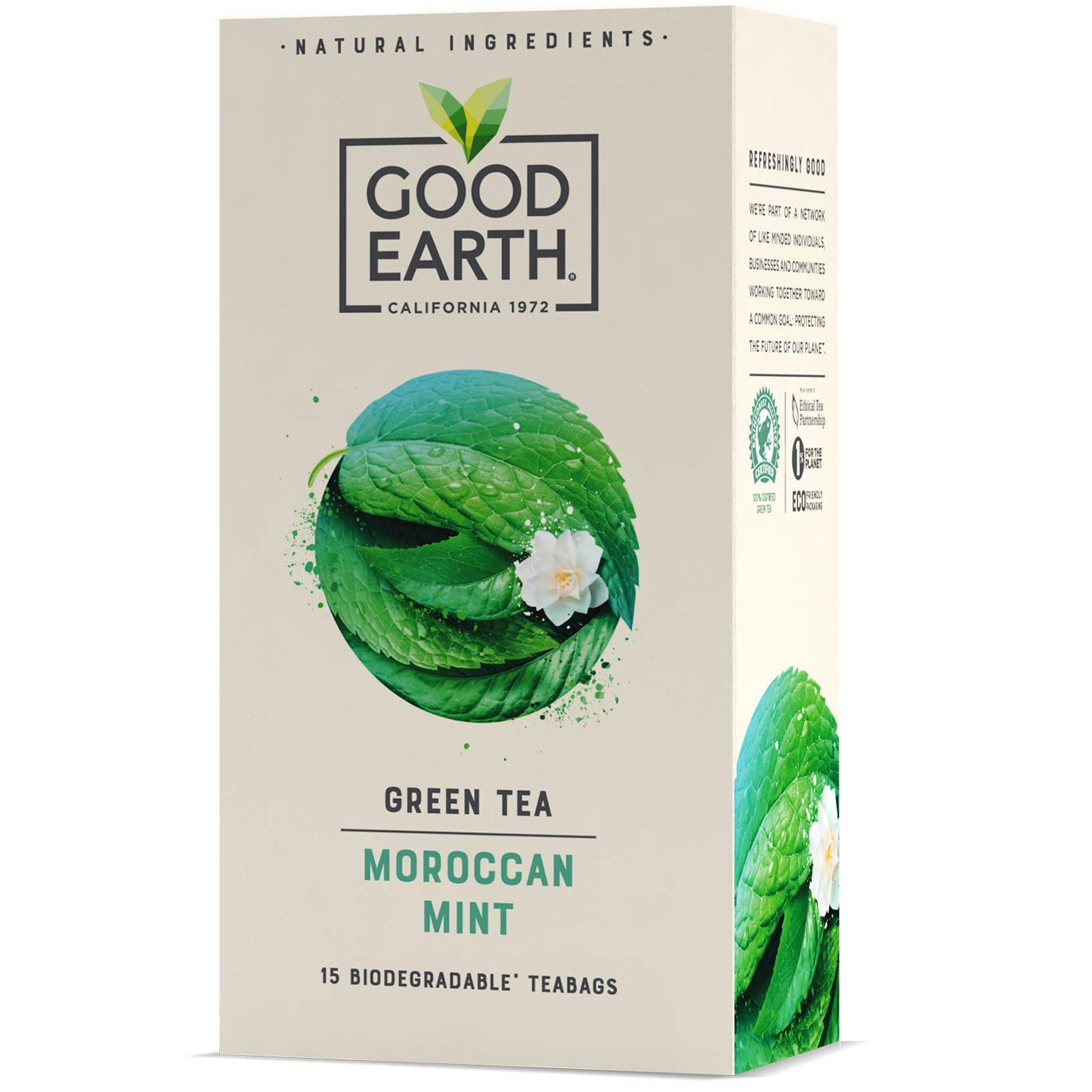 Good Earth Moroccan Mint Tea Refreshingly Natural Herbal Tea, 15 Biodegradable Teabags