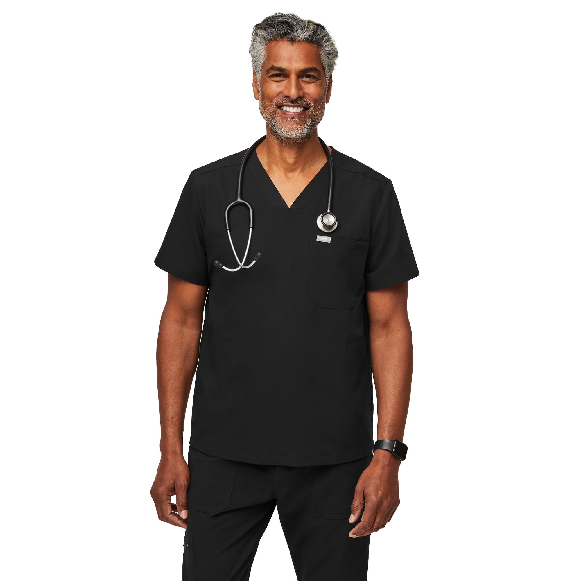 FIGSChisec Scrub Top for Men – 3 Pockets, Tailored Fit, Squared V-Neck, 4-Way Stretch, Moisture-Wicking Men's Scrubs