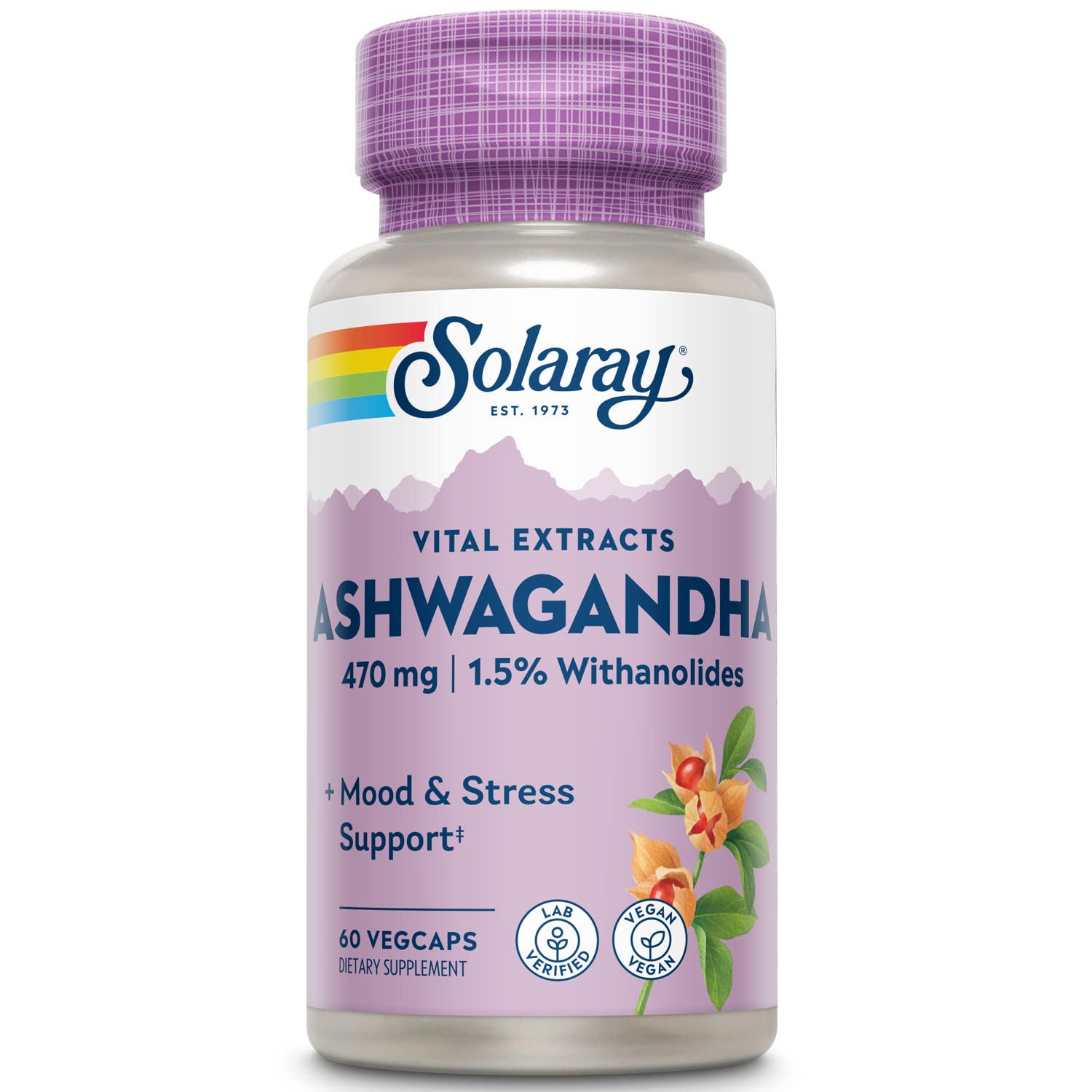 SOLARAYAshwagandha, 470Mg, 60 Vegetarian Capsules