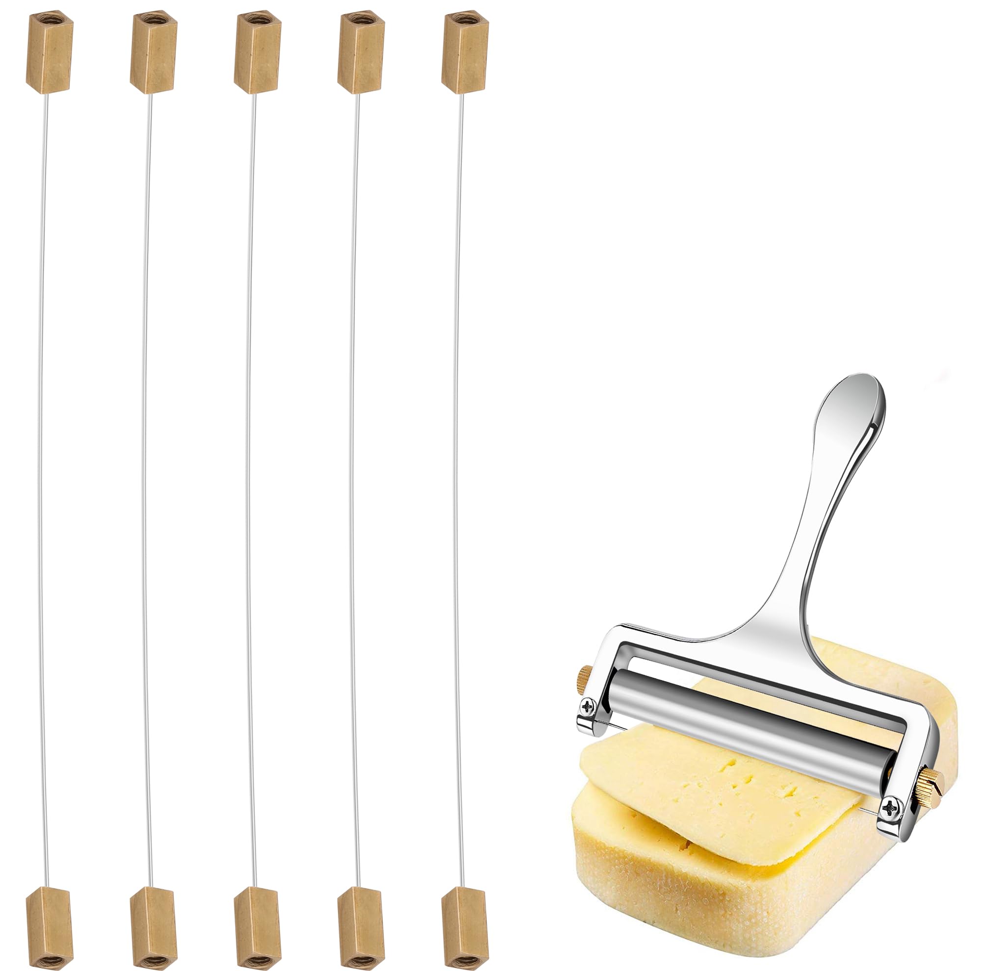 TOPULORS 5 Pcs Stainless Steel Cheese Slicer & Cutter Replacement Wires - Perfect for Slicing Cheeses & Butter - Compatible with Zulay Kitchen, Sopito, Bellemain, and Market 90% Roller Cheese Slicers