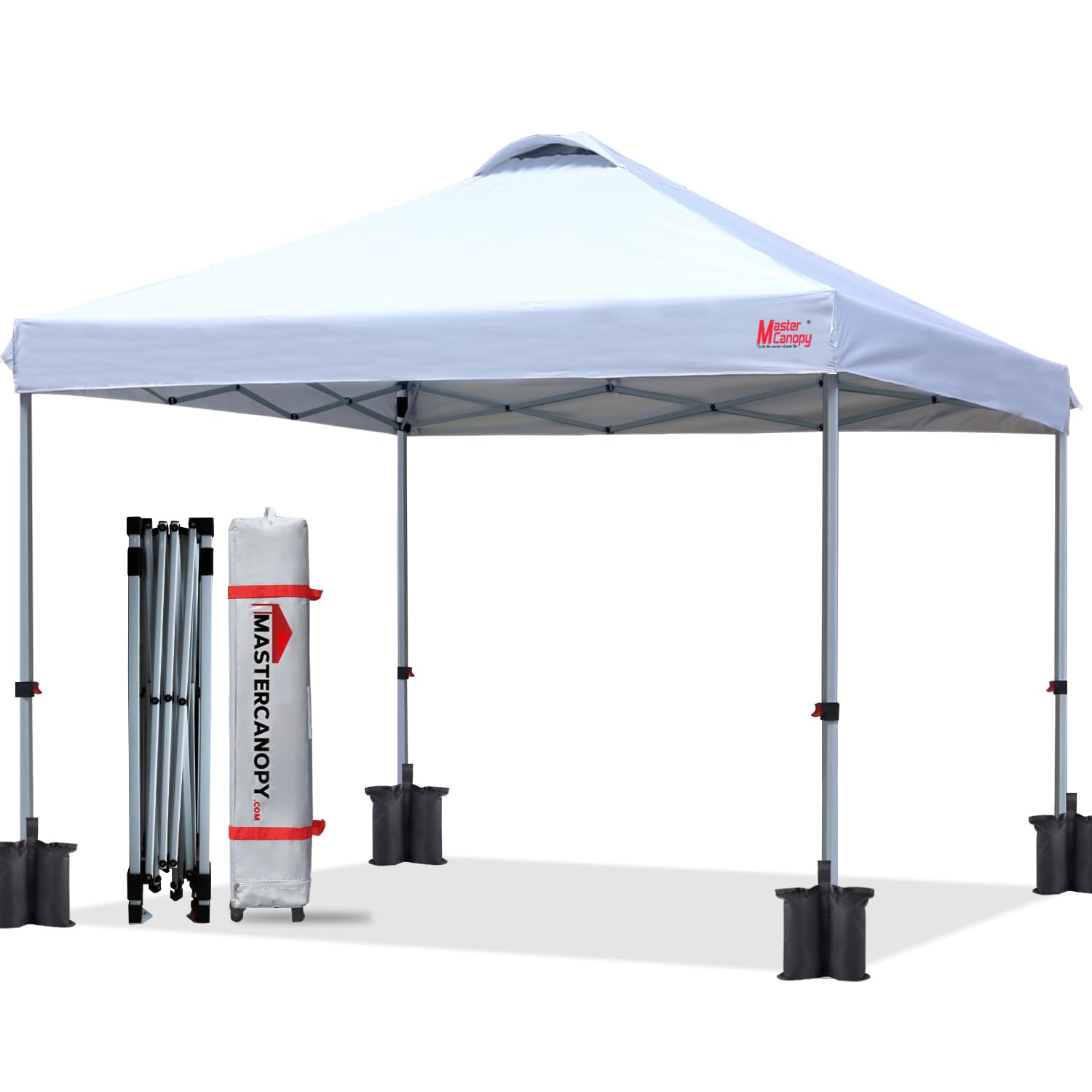 MASTERCANOPY Durable Ez Pop-up Canopy Tent with Roller Bag (10x10, White)