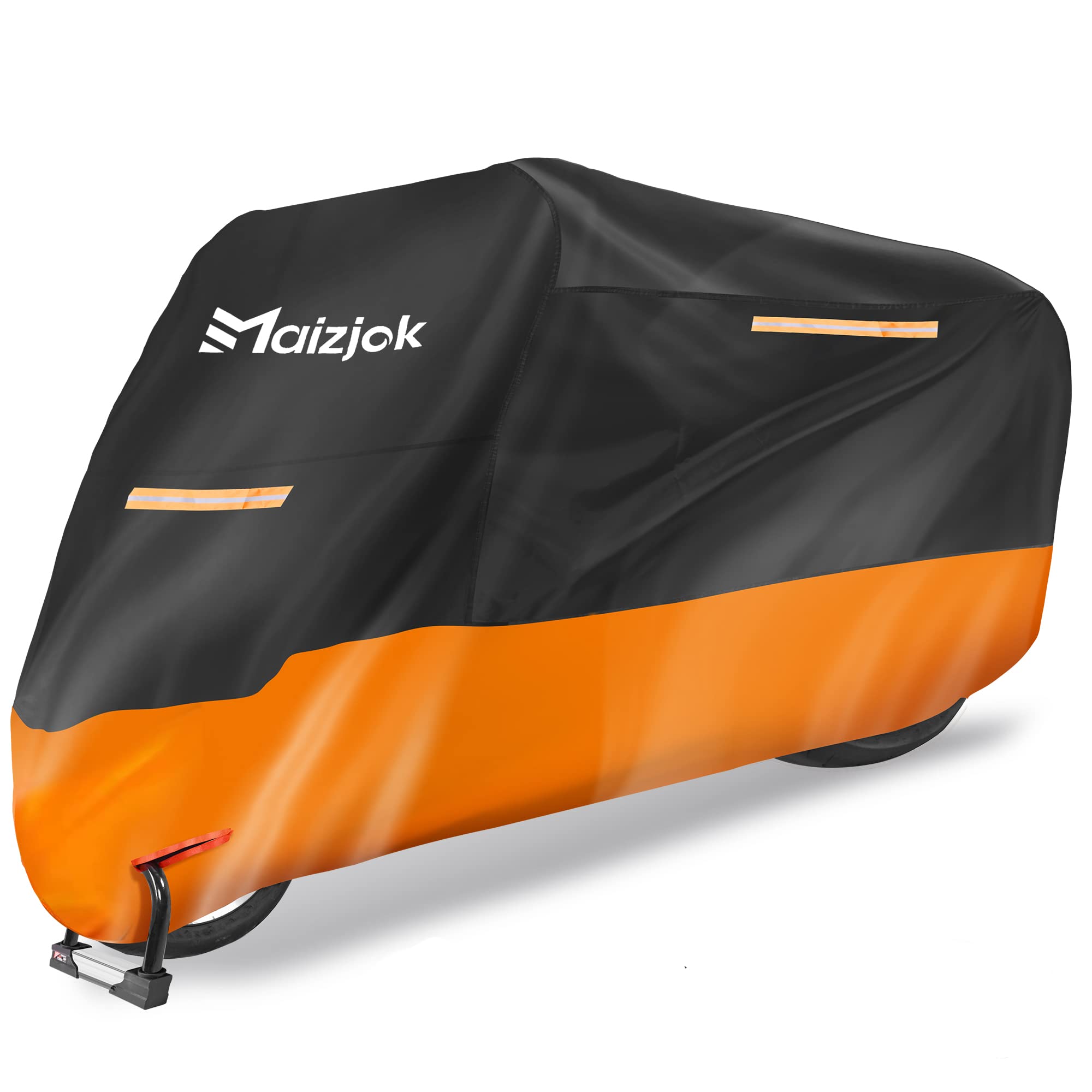 Maizjok Motorbike Cover Waterproof Outdoor, Motorcycle Cover Heavy Duty 210D Rain UV Dust Indoor, All Weather Covering for Scooter Moped Street/Off Road/Scrambler Motorbike (96.5 x 41.3 x 49.2 in)