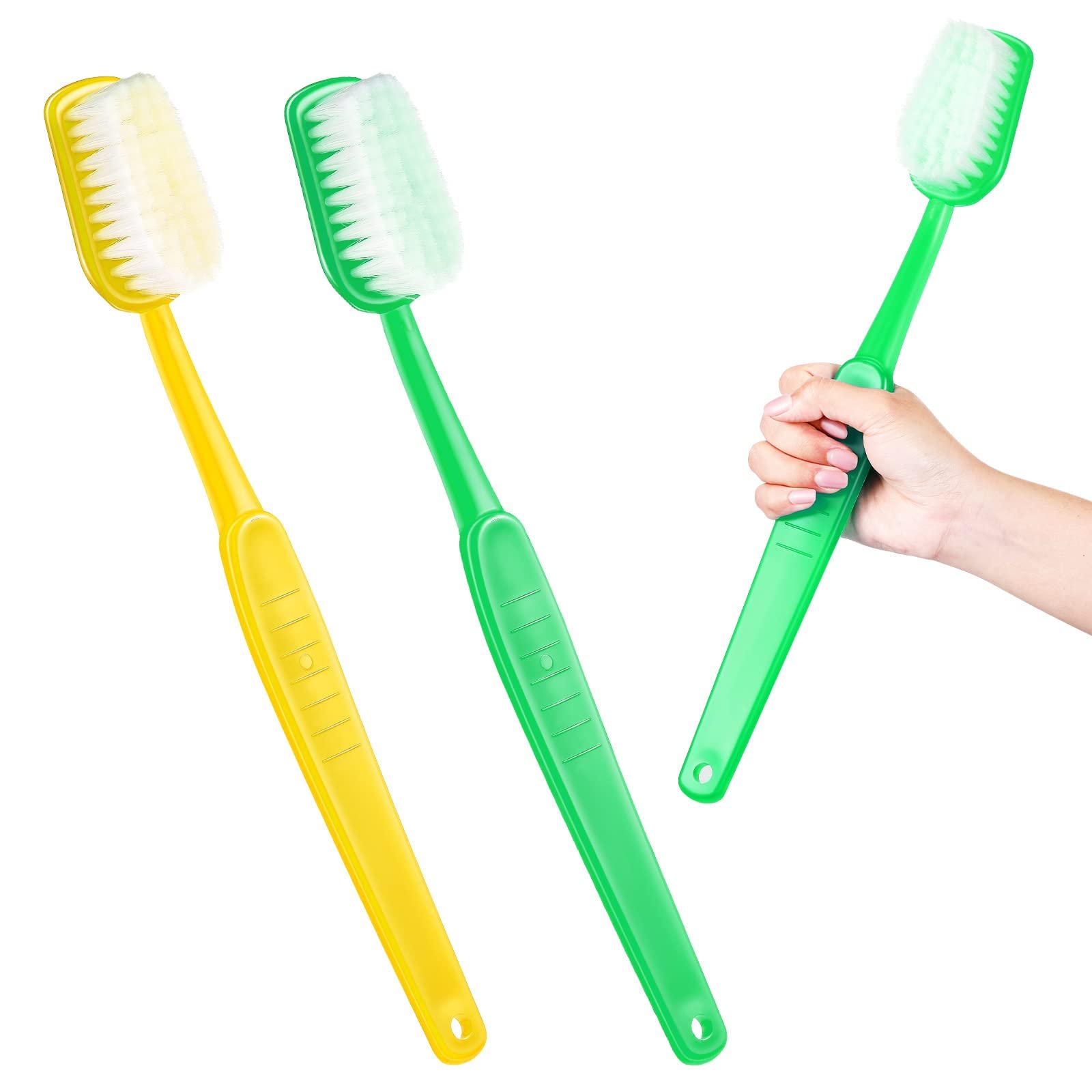 NALACAL 2 Pieces Giant Toothbrush Prop Large Toothbrushes Big Brush Oversized Gag Novelty Toys for Costume Take Picture Comedy Party Favors Pet Grooming Brush (Green, Yellow)