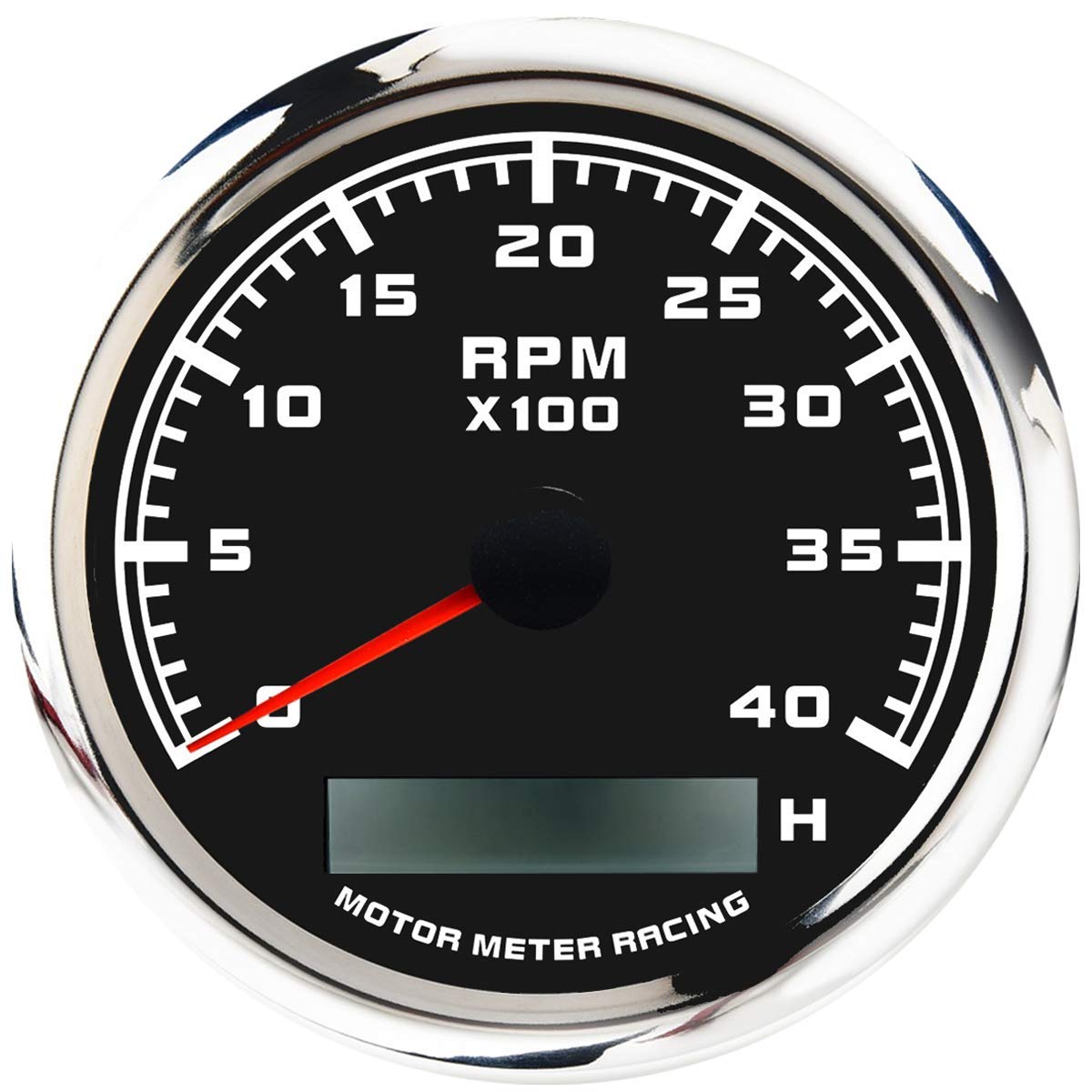 MOTOR METER RACING W Pro Tachometer Hour Meter 4000 RPM Programmable Waterproof Black Dial White LED Boat Generator