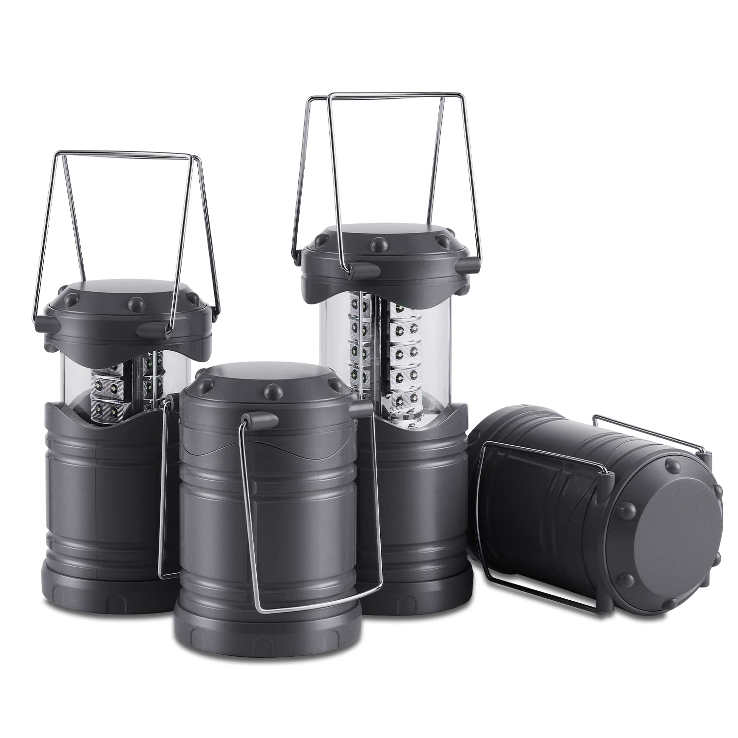 Lichamp 4 Pack LED Camping Lanterns, Battery Powered Camping Lights LED Super Bright Collapsible Flashlight Portable Emergency Supplies Kit, A4GY