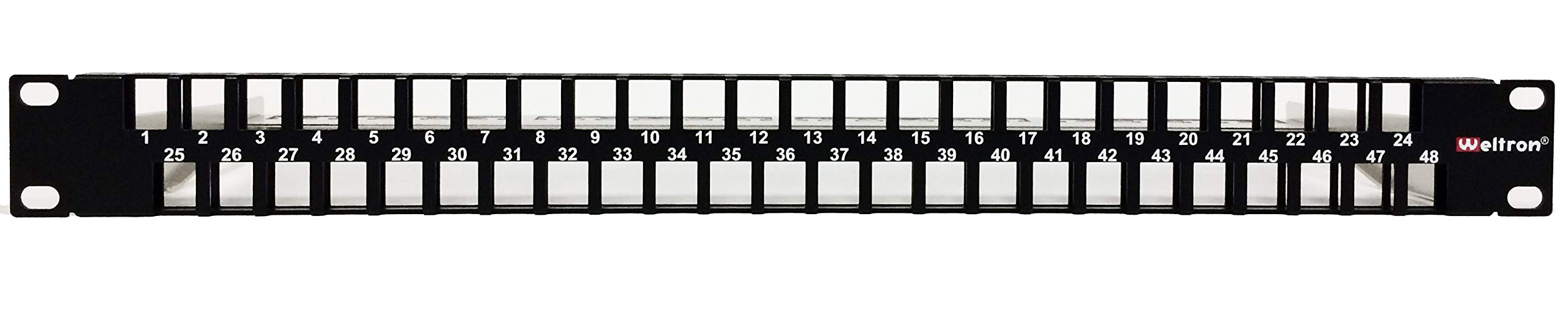 48 Port Blank HD Rack Mount Patch Panel - Design to Work with WELTRON 678 Keystone Jack, Black