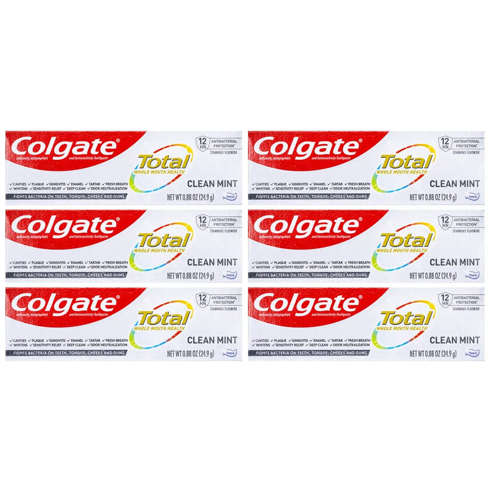 Colgate Total Toothpaste, Clean Mint, Travel Size 0.88 oz (24.9g) - Pack of 66