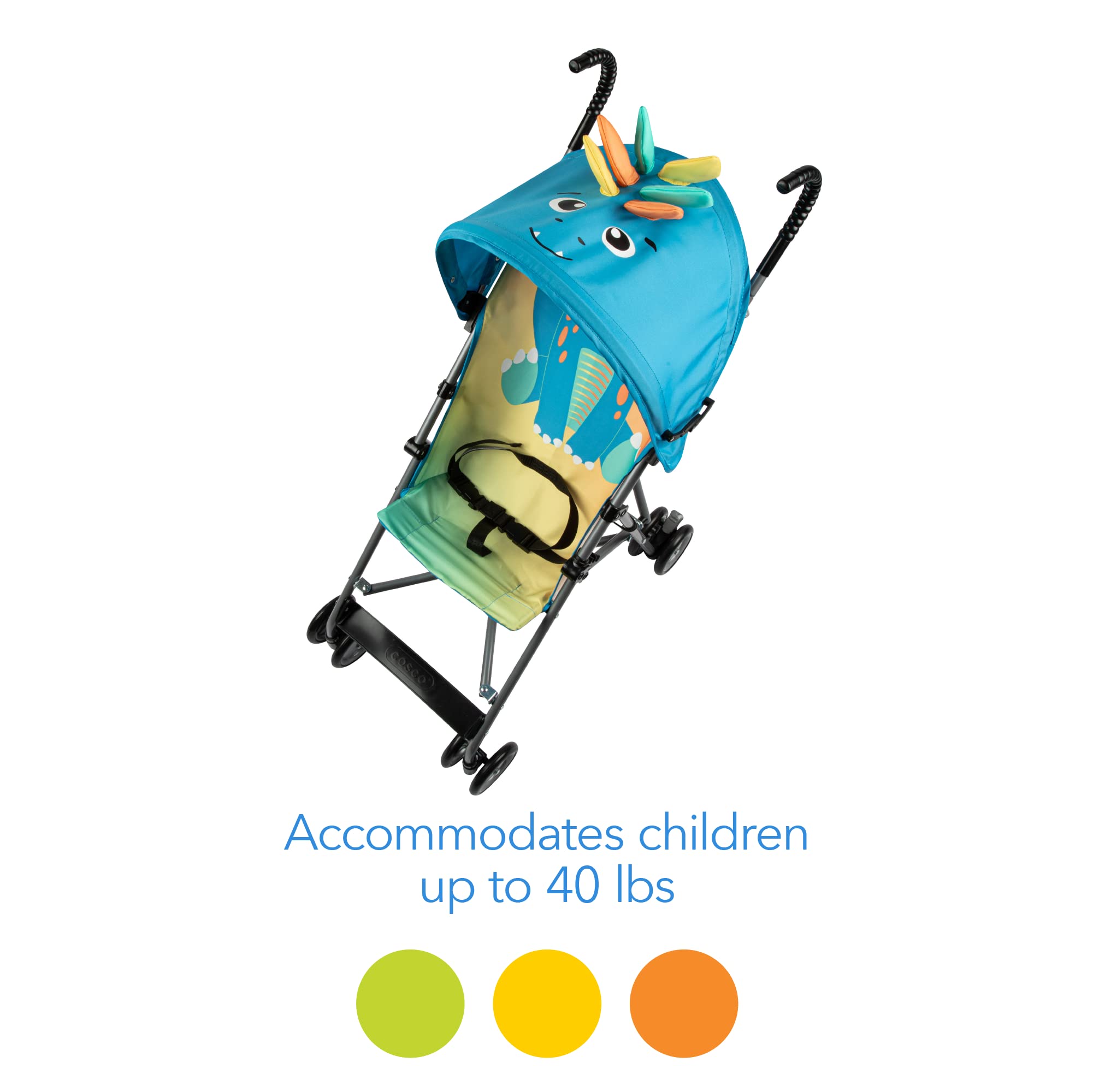 Cosco Character Umbrella Stroller, Easy to Store Anywhere with its Compact Umbrella fold, Stewie Stegosaurus