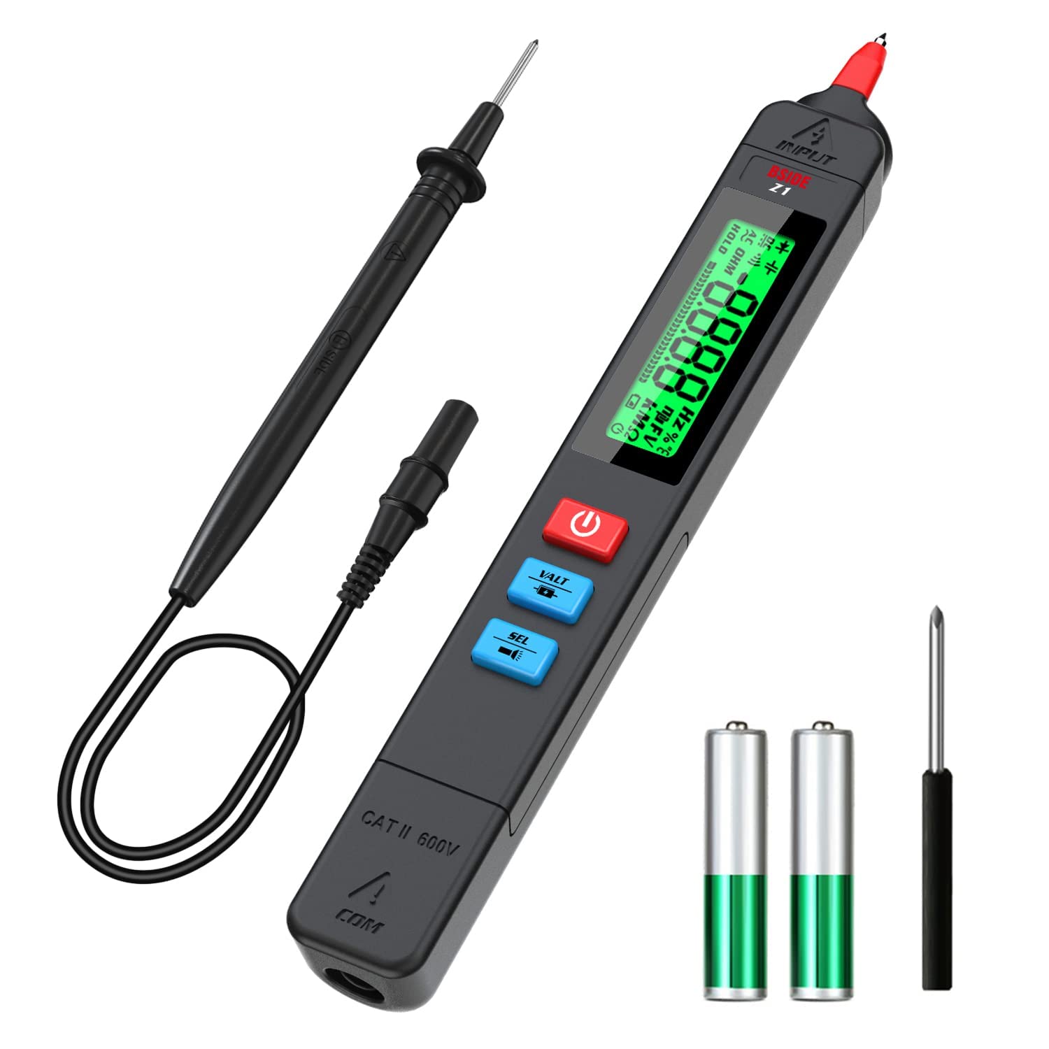 TERRIFIDigital Multimeter Pen, 3-Results Display Portable Smart Auto Range Voltmeter Resistance Continuity Frequency V-Alert Live Check AC/DC Voltage Tester with Flashlight