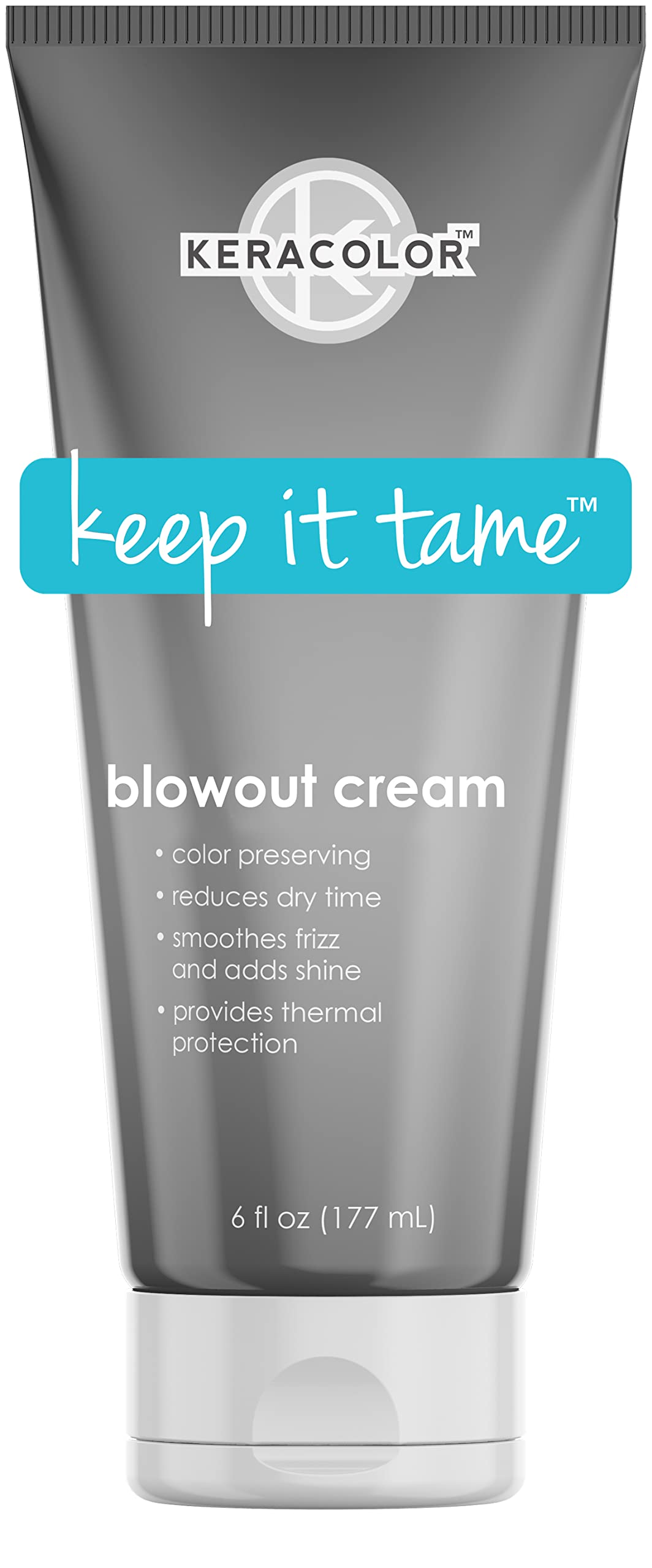 KERACOLOR Blowout Smoothing Cream for Hair - Color Preserving Heat Protectant for Hair - Reduces Dry Time - Smoothes Frizz & Adds Shine, 6 fl oz