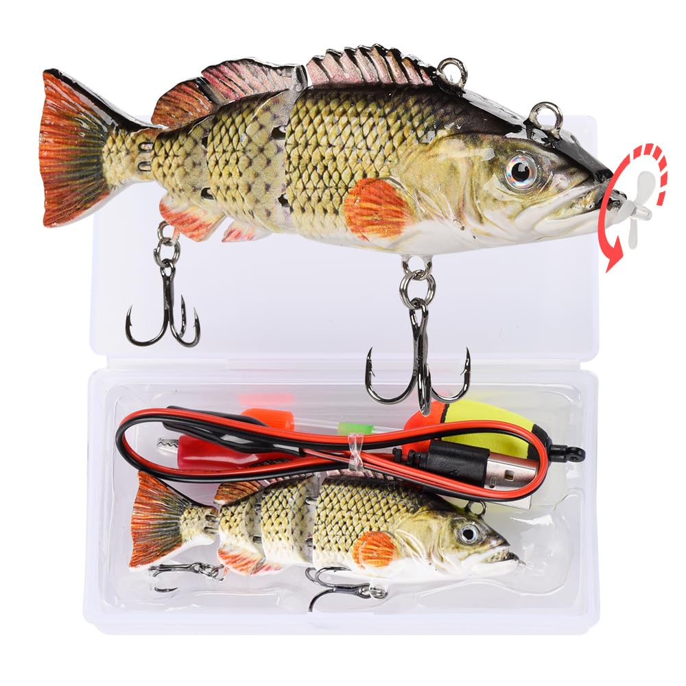 Robotic Swimming Fishing Electric Lures 5.12" USB Rechargeable LED Light Wobbler Multi Jointed Swimbaits Hard Lures Fishing Tackle