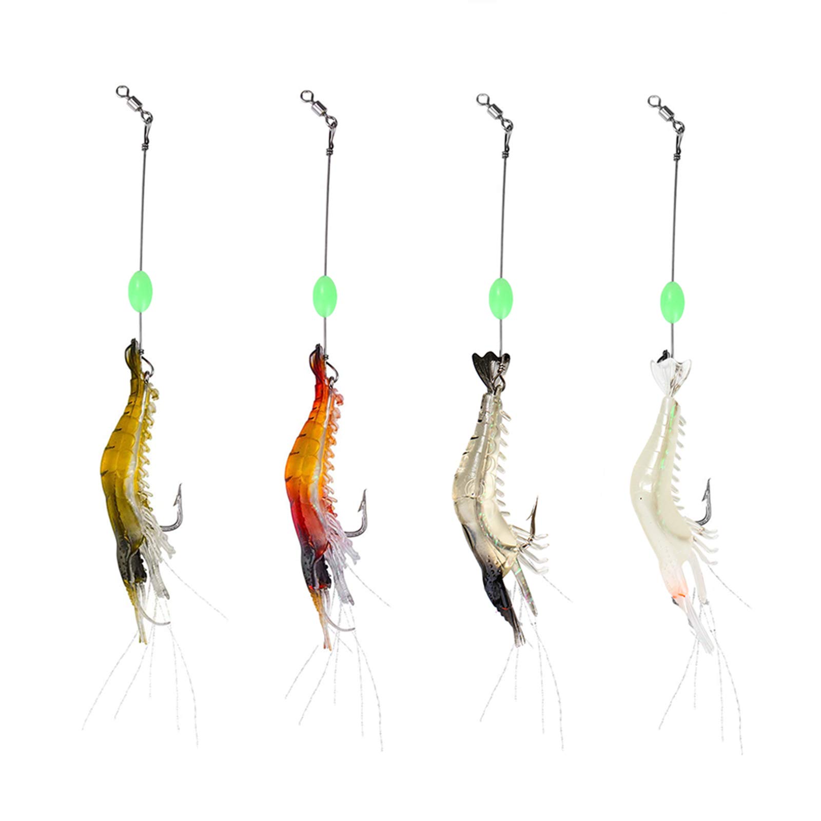 Artificial Luminous Shrimp Fishing Lure with Sharp Hook/Soft Silicon Lure/Sharp Shrimp Tackle Hook.（4-6pcs/lot 9cm 6g） WILLBUR