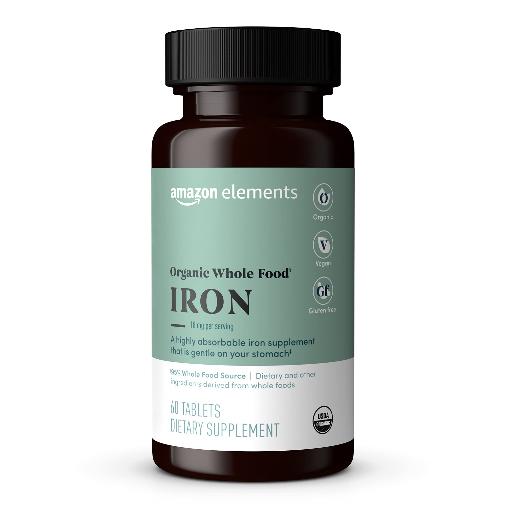 Amazon ElementsOrganic Whole Food Iron, 60 tablets