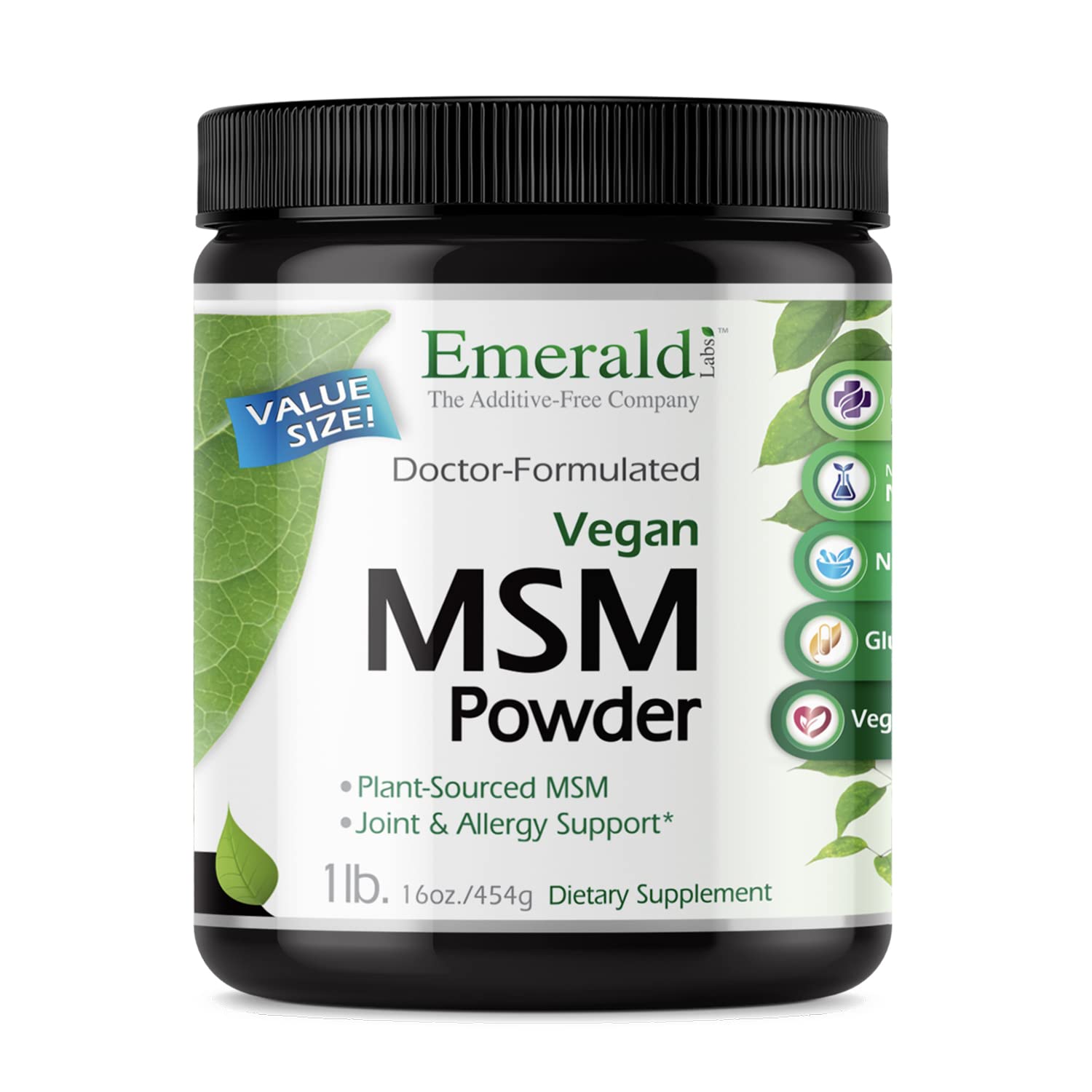 EMERALD LABS MSM Powder 4,000 mg - Plant Sourced Methylsulfonylmethane for Joint Discomfort, Stress Relief, and Healthy Immune Function - 16 Oz