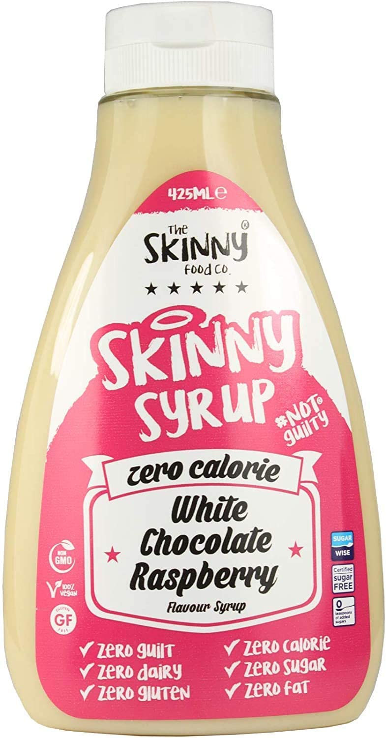 The Skinny Food Co White Chocolate Raspberry Syrup - Zero Calorie - Sugar Free - 0 Fat | For Cake, Smoothie, Porridge, Pancake, Waffle | For Gym-Fitness Fans, Weight Loss Diet and Low Carb Diet| 425ml