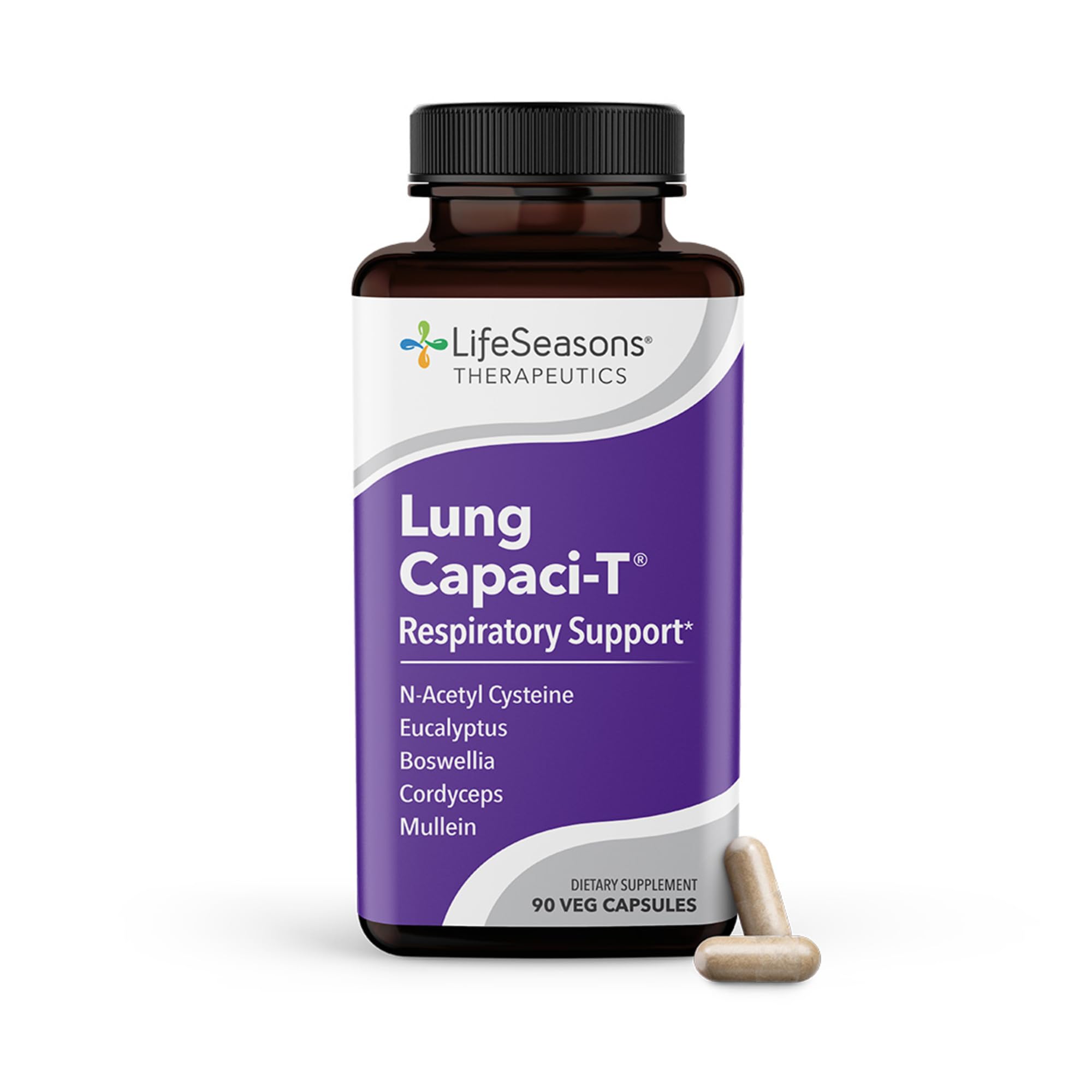 Lung Capaci-T - Respiratory Support Supplement - CoQ10, N-Acetyl Cysteine, Boswellia, Eucalyptus, Mullein, Green Tea, Nettle & Peppermint - Increases Oxygen Capacity & Reduces Mucus - 90 Capsules