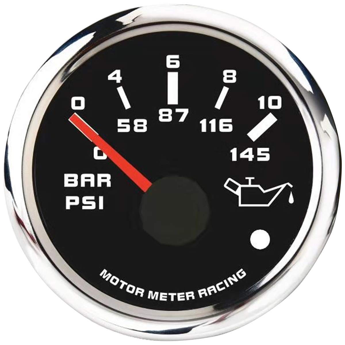 MOTOR METER RACING W PRO 52mm 2-1/16" Oil Pressure Gauge with Sensor BAR/PSI with Warning Function Waterproof Black Dial White LED for Car Truck Marine Boat Yacht