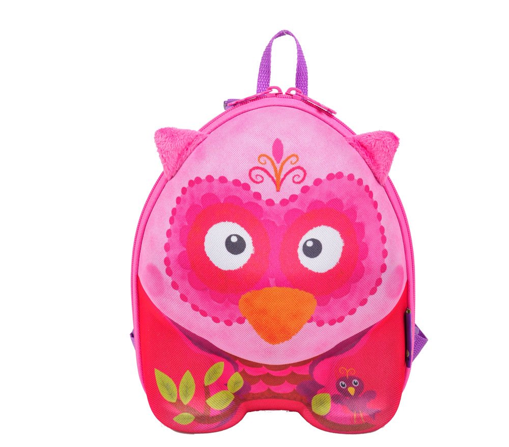 okiedog wildpack 80079 Backpack in 3D-Design with Plush Ears OWL, Pink