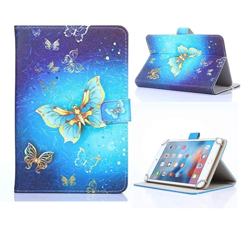 PHEVOS 7''/7.85''/8'' Tablet Pc Case Cover, Foldable and Solid Stand Case, Compatible with All Universal 7/7.85/7.9 inch Tablets PC-Golden Butterfly