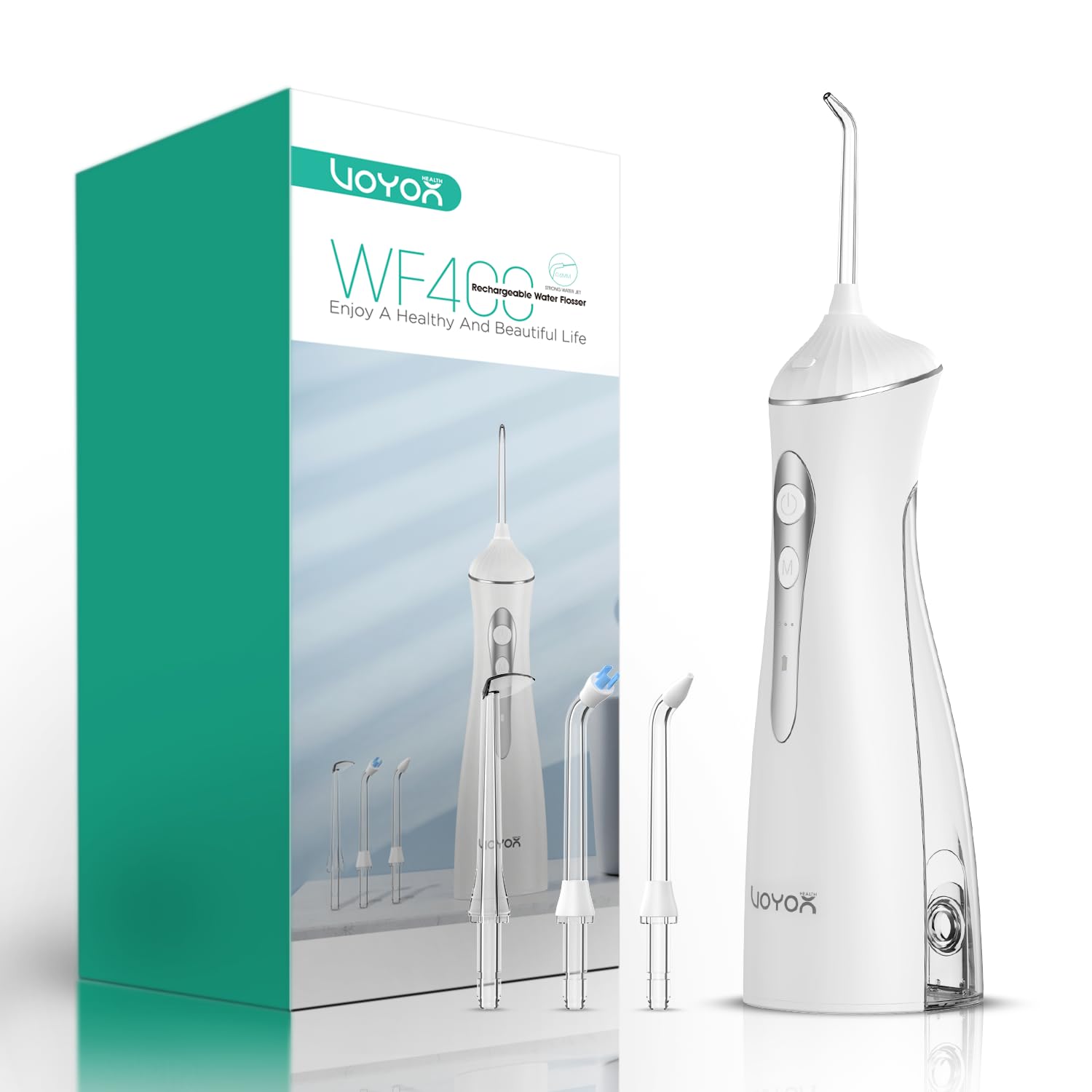 Water Dental Flosser for Teeth, Portable Oral Irrigator Cordless with 3 Modes, Rechargeable IPX7 Waterproof Power Dental Flossers, Water Jet Teeth Cleaner for Tarvel Home WF400(White)