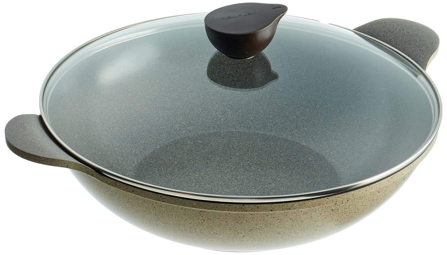 NeoflamEela Ek El W36G Granite Cooking Wok With Lid, 36 Cm Olive', Warm Marble