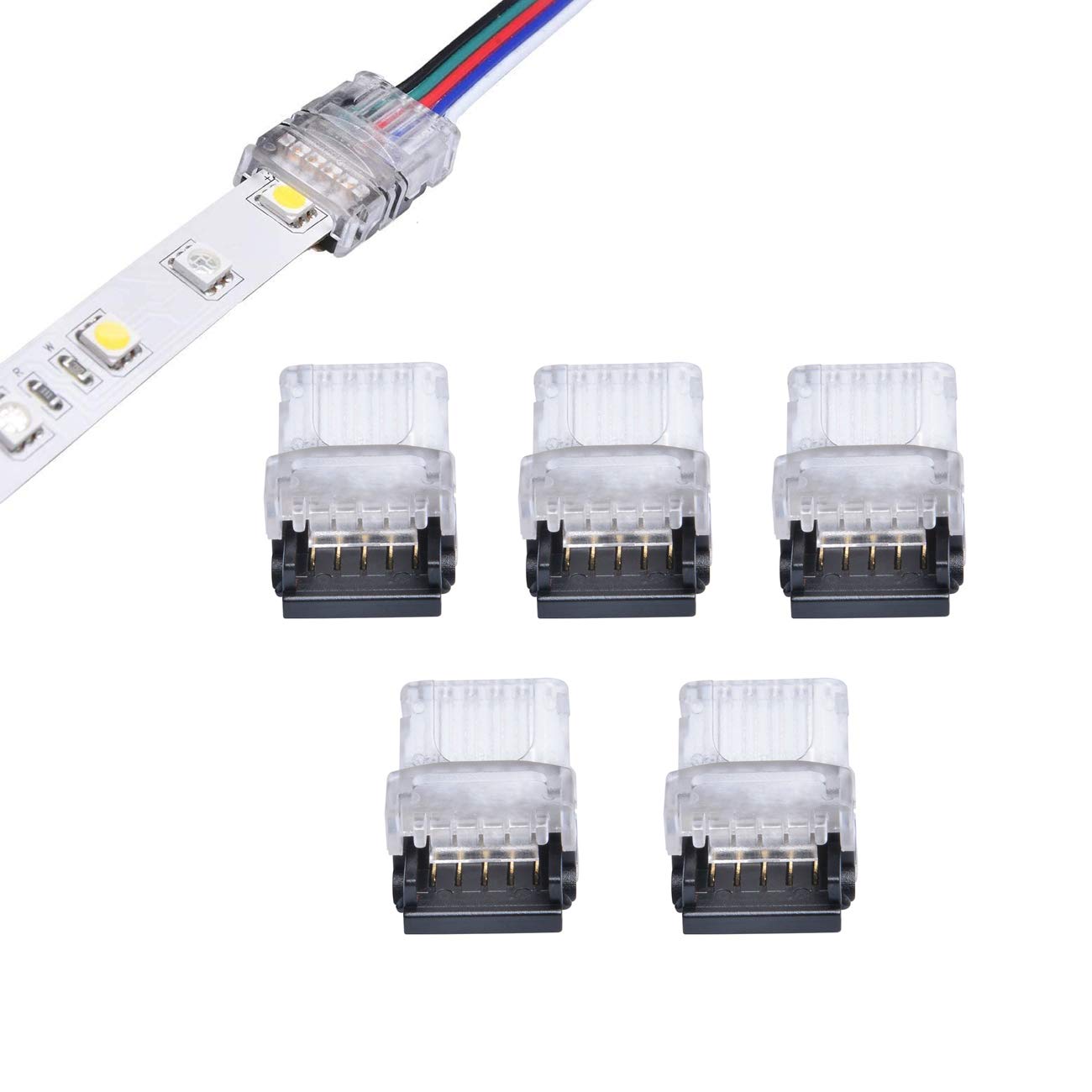 NANLAOHU 5pin LED light strip connector for 12mm IP20 NOT-Waterproof monochrome high density LED light strip for wire connector 5pcs