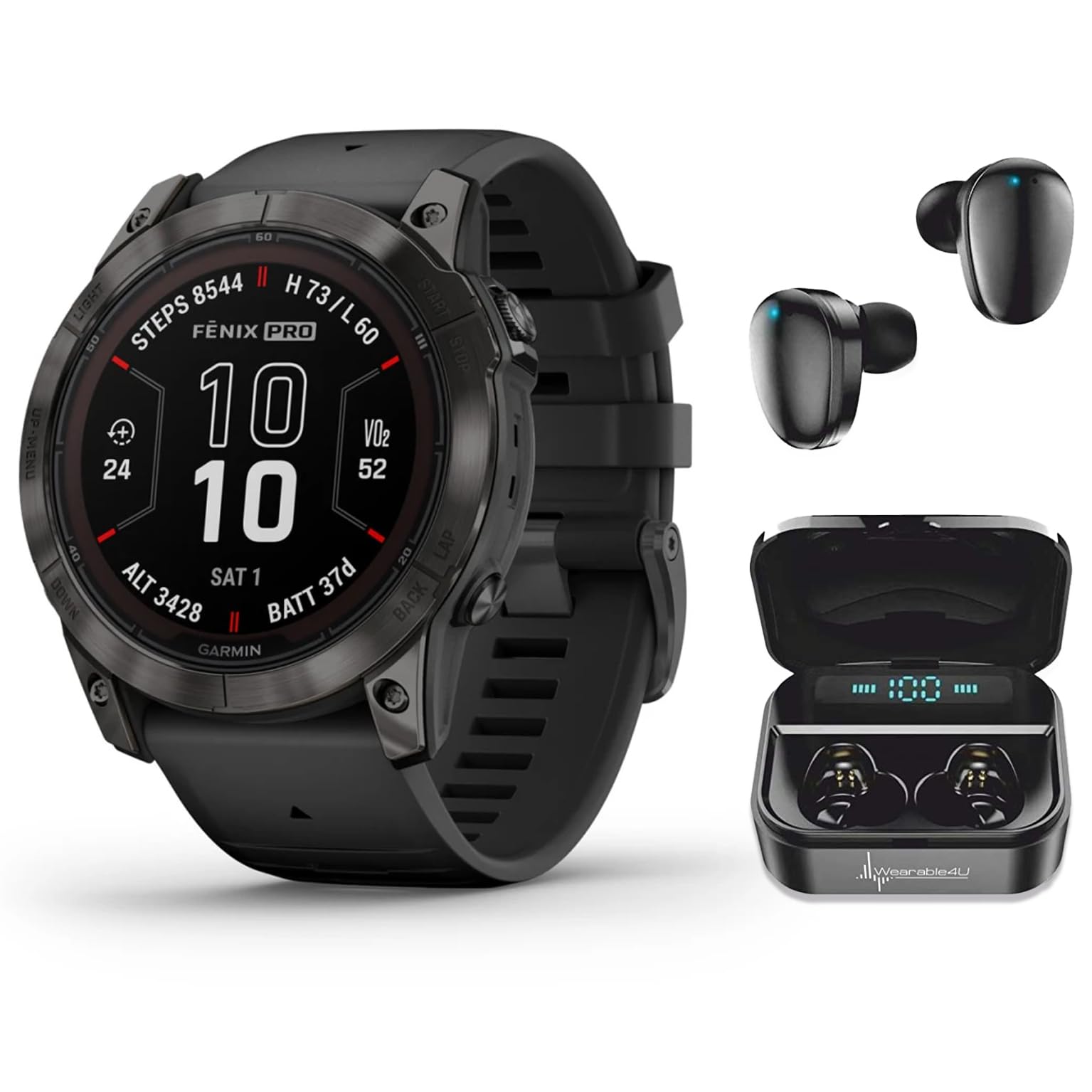 Garmin Fenix 7X Pro – Sapphire Solar Edition: Titanium 51 mm Smartwatch |Up to 37 Days Battery Life, Multisport & Outdoor High-Performance Multi-Band GPS Watch w/Flashlights & Wearable4U Gift Bundle