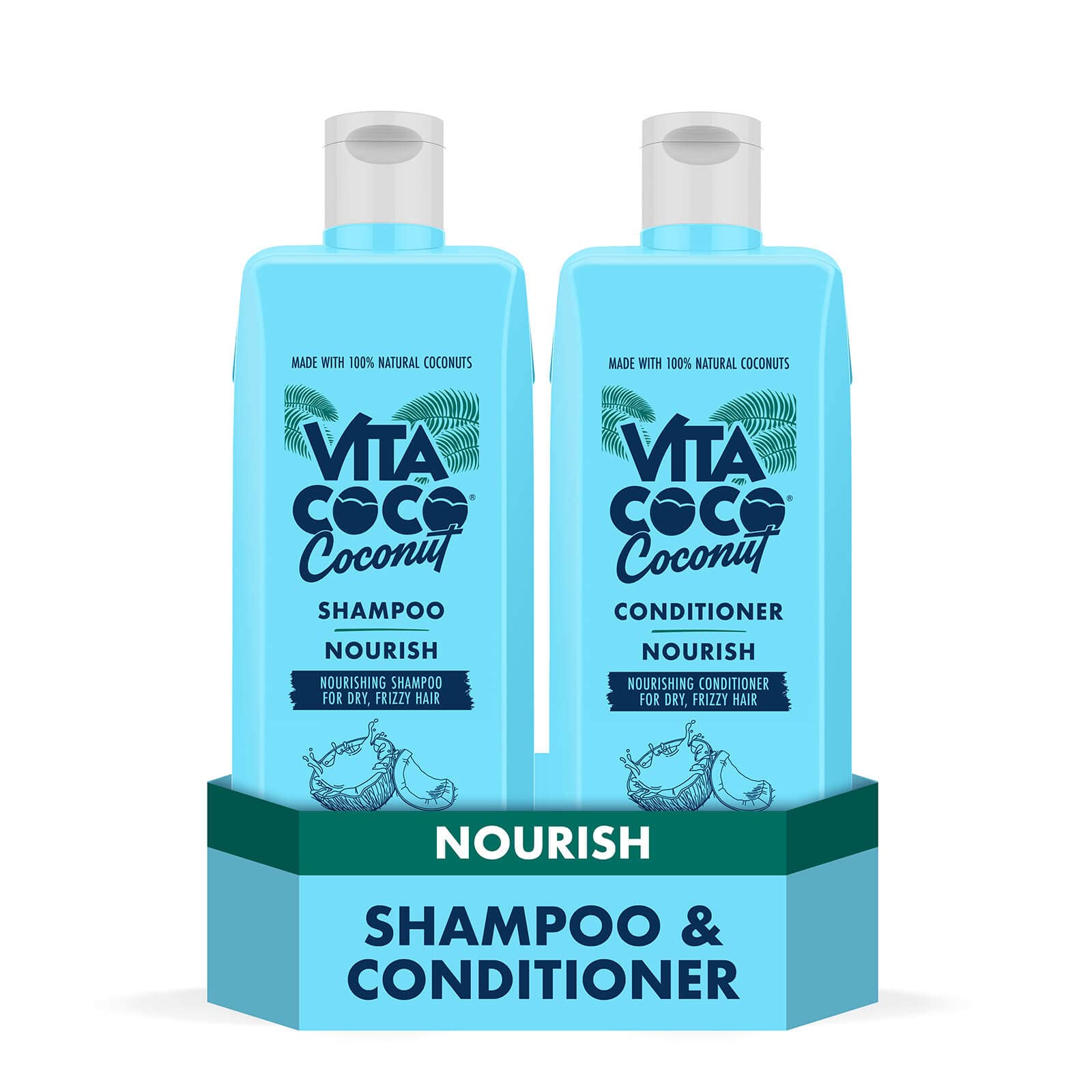 Vita CocoNourish Shampoo and Conditioner Bundle (2x400ml) for dry and frizzy hair, protects and repairs the Hair with 100 Percent natural coconuts, suitable for all hair types