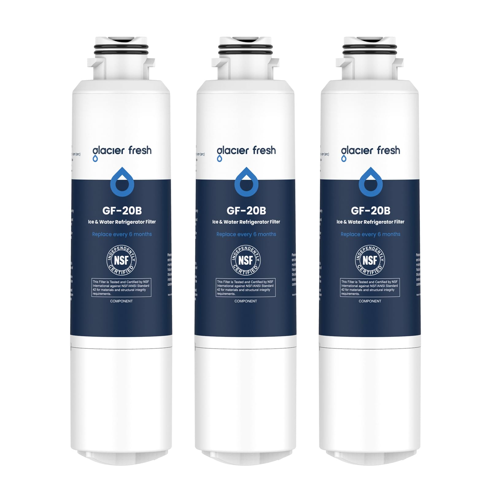 GLACIER FRESHCompatible with Samsung DA29-00020B Refrigerator Water Filter, DA29-00020A/B, DA29-00020B-1, HAF-CIN/EXP, 46-9101, RF4267HARS For French Door Fridge Kitchen (3 PACK)