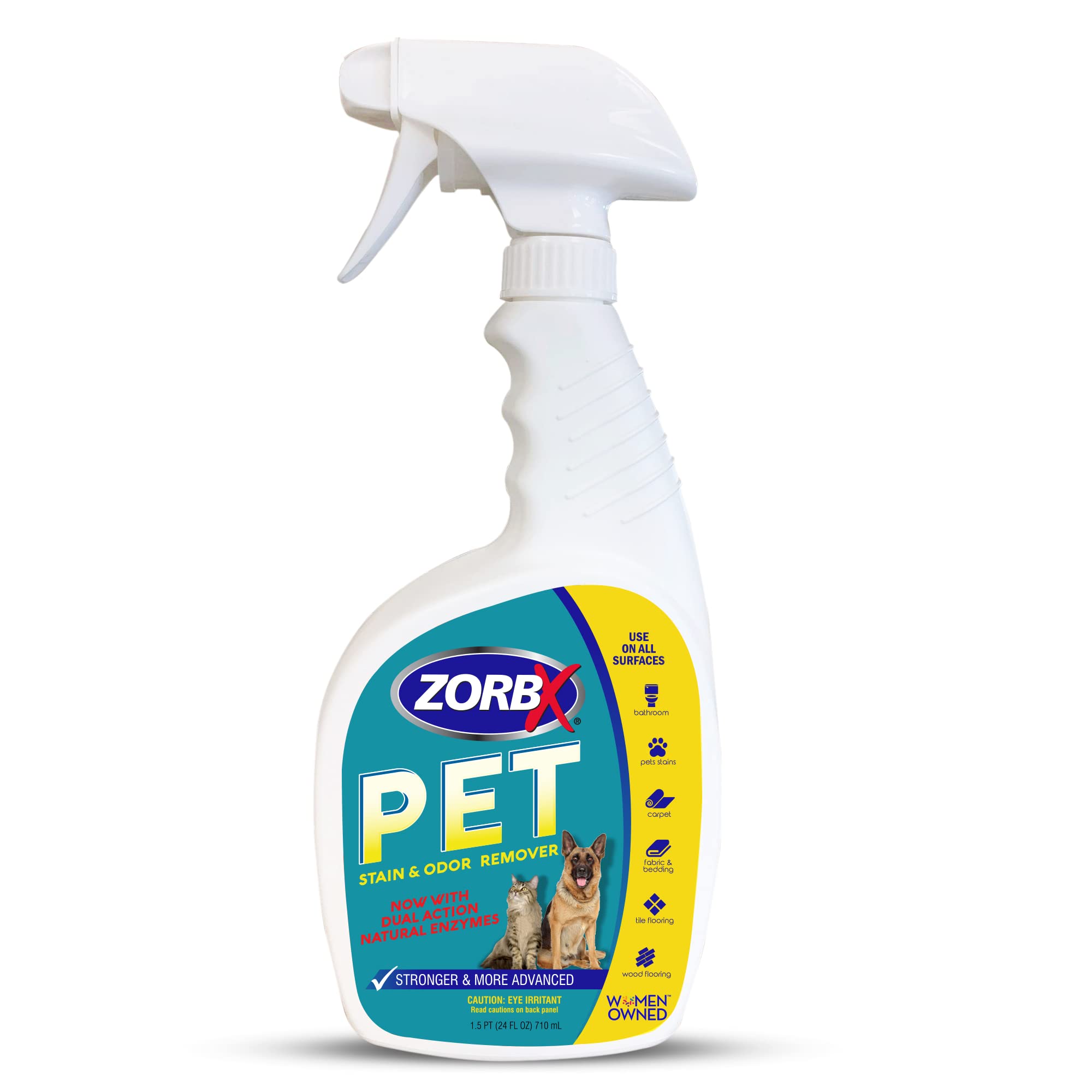 ZORBXPet Stain and Odor Remover Spray - Dual Action Natural Enzyme Stain Remover & Pet Odor Neutralizer - Pet Stain Remover for Carpet, Dog & Cat Urine | Odor Absorber for Strong Odor, 24 FL Oz