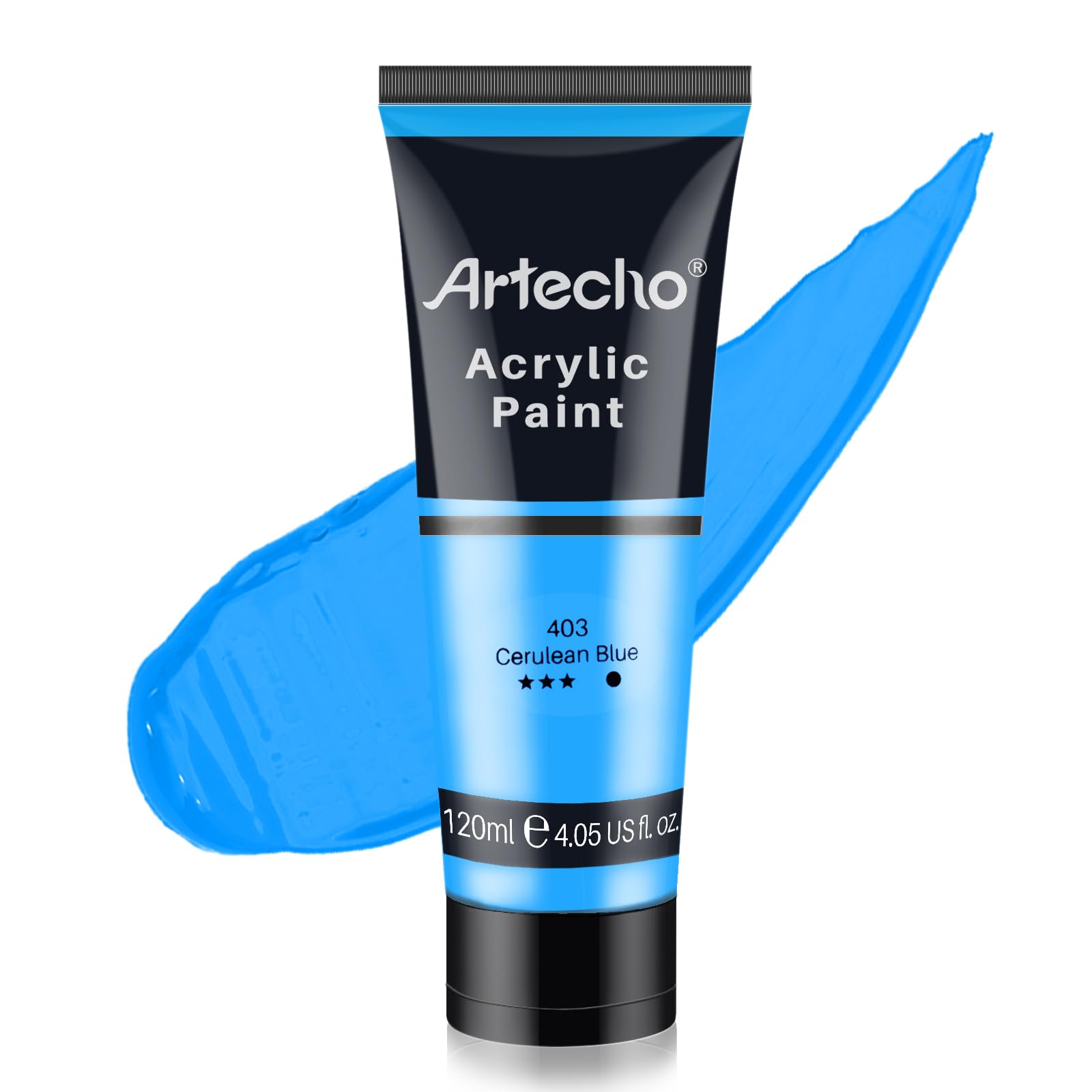 Artecho Blue Acrylic Paint, Cerulean Blue Paint (120ml / 4.05oz) Tubes, Art Craft Paints for Canvas, Rock, Stone, Wood, Fabric, Art Supplies